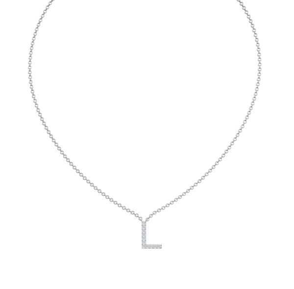 Initial Icons "L" Diamond Letter Necklace - PLEASURE DIAMONDS L.L.C. 2