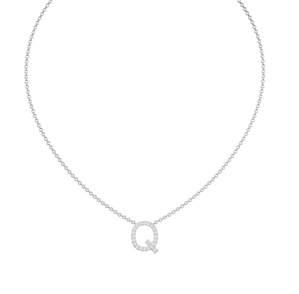 Initial Icons "Q" Diamond Letter Necklace - PLEASURE DIAMONDS L.L.C. 2