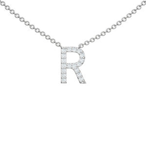 Initial Icons "R" Diamond Letter Necklace
