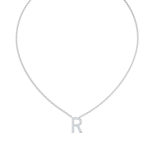 Initial Icons "R" Diamond Letter Necklace - PLEASURE DIAMONDS L.L.C. 2