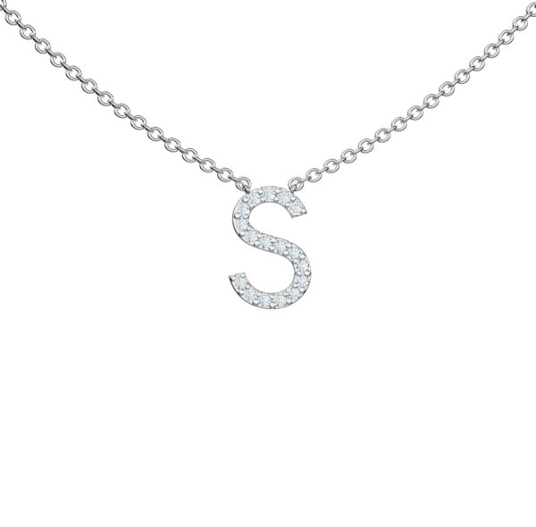 Initial Icons "S" Diamond Letter Necklace - PLEASURE DIAMONDS L.L.C. 1