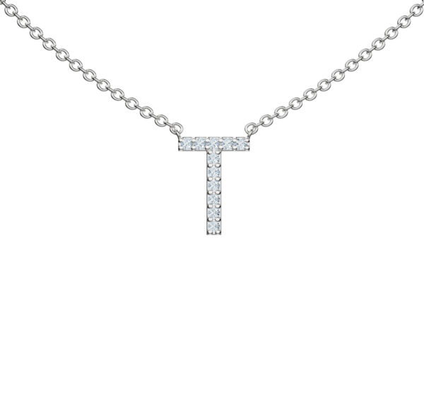 Initial Icons "T" Diamond Letter Necklace - PLEASURE DIAMONDS L.L.C. 1