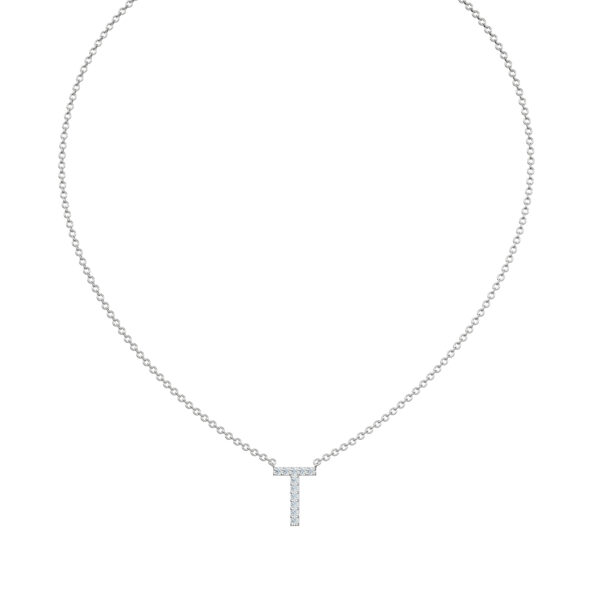 Initial Icons "T" Diamond Letter Necklace - PLEASURE DIAMONDS L.L.C. 2