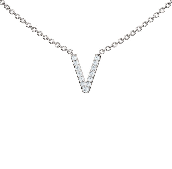 Initial Icons "V" Diamond Letter Necklace - PLEASURE DIAMONDS L.L.C. 1