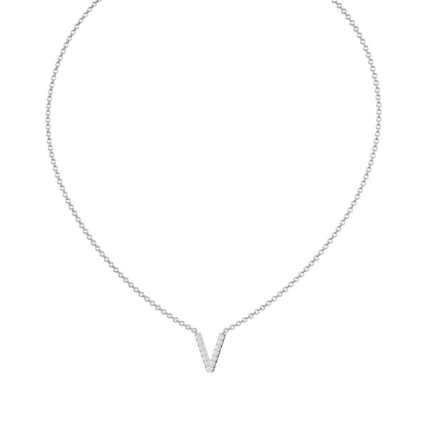 Initial Icons "V" Diamond Letter Necklace - PLEASURE DIAMONDS L.L.C. 2