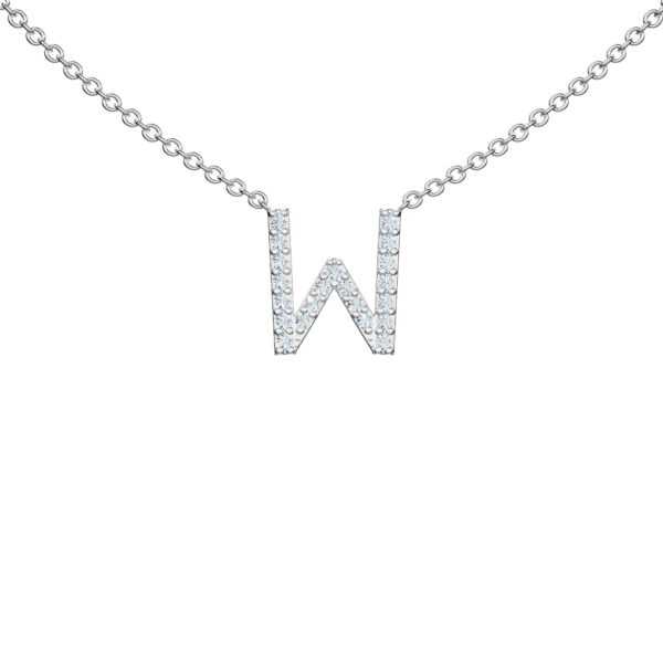 Initial Icons "W" Diamond Letter Necklace - PLEASURE DIAMONDS L.L.C. 1
