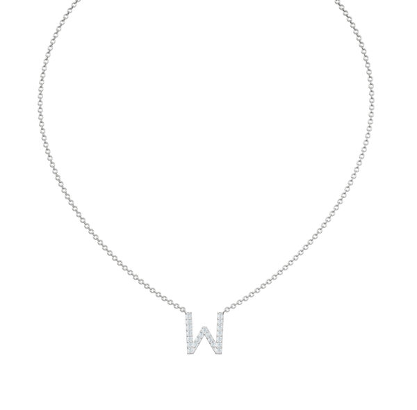 Initial Icons "W" Diamond Letter Necklace - PLEASURE DIAMONDS L.L.C. 2
