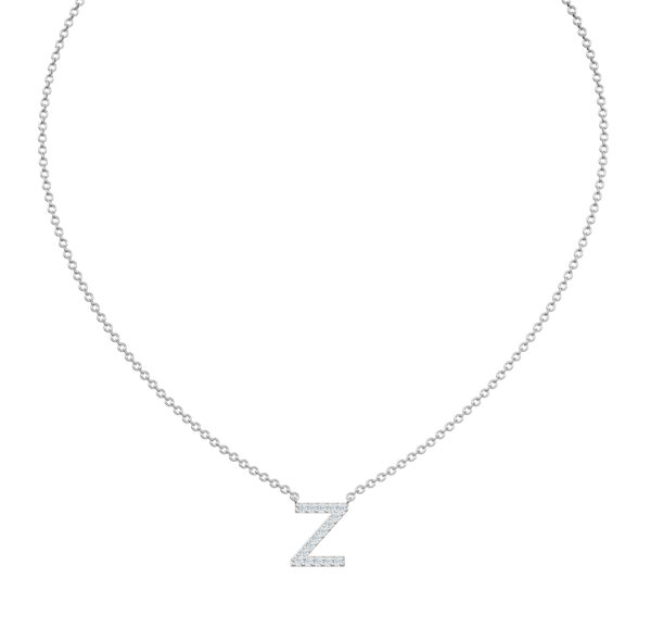 Initial Icons "Z" Diamond Letter Necklace - PLEASURE DIAMONDS L.L.C. 2