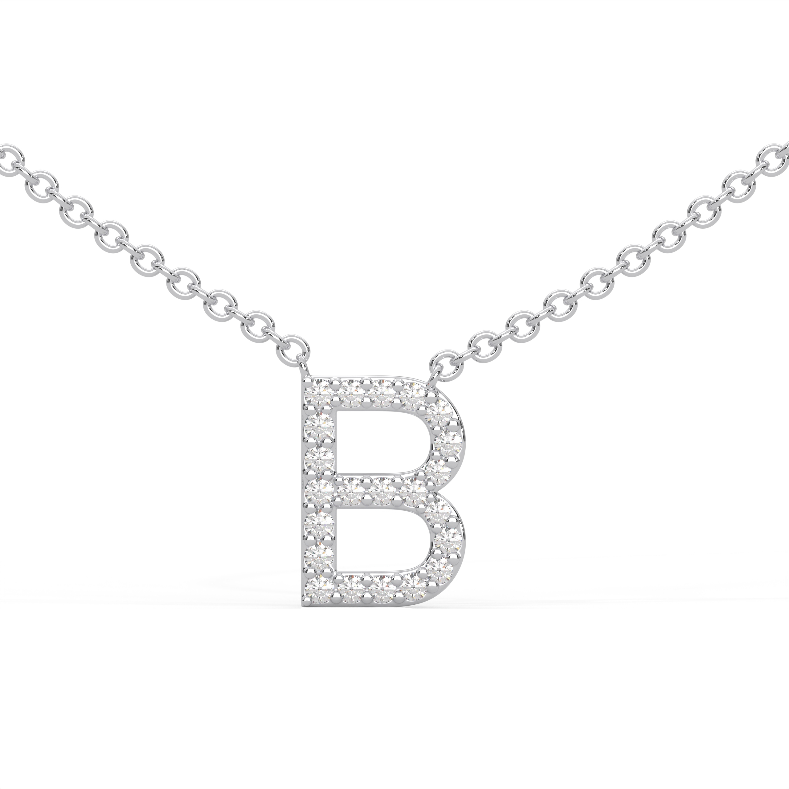Initial Icons "B" Diamond Letter Necklace - PLEASURE DIAMONDS L.L.C. 1