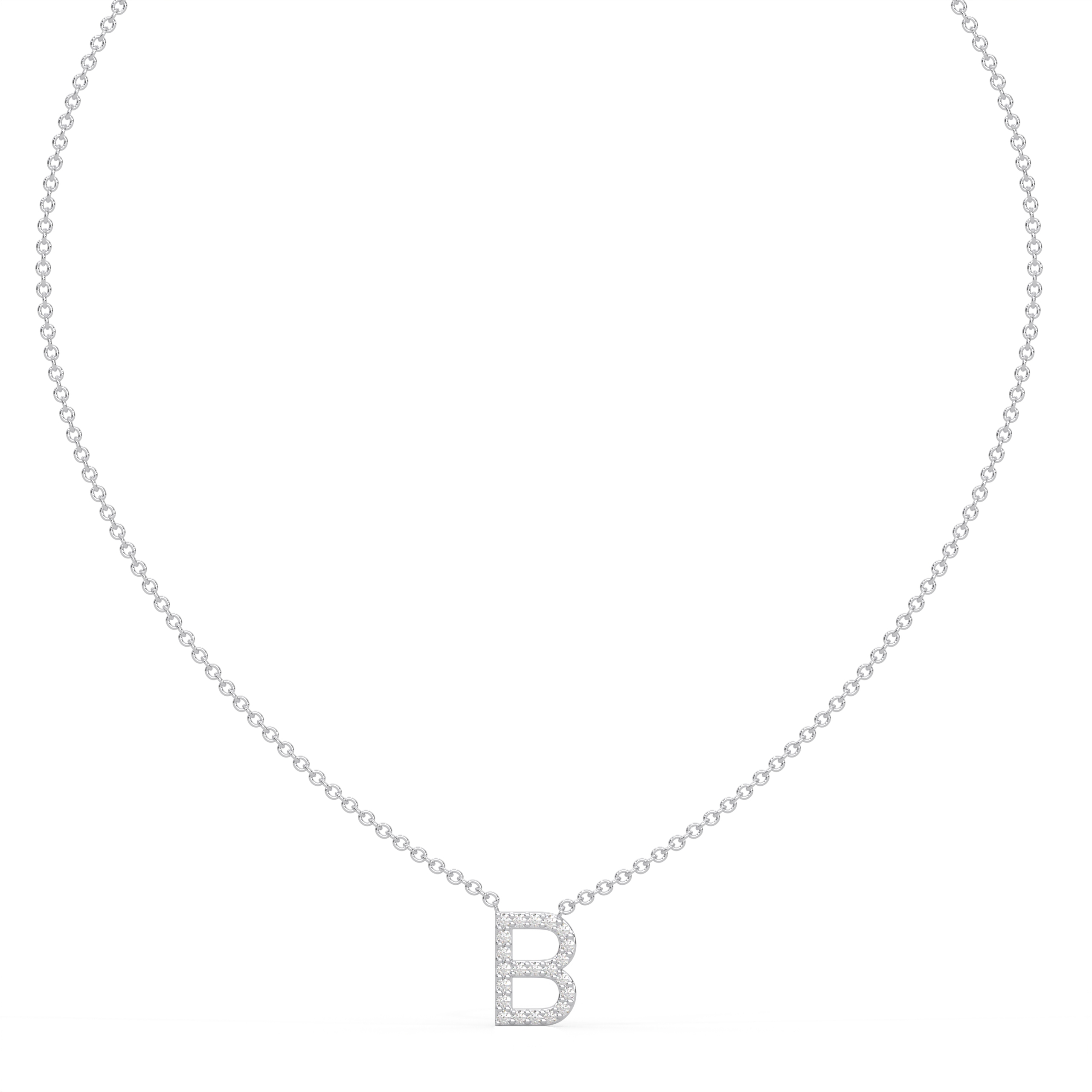 Initial Icons "B" Diamond Letter Necklace - PLEASURE DIAMONDS L.L.C. 2