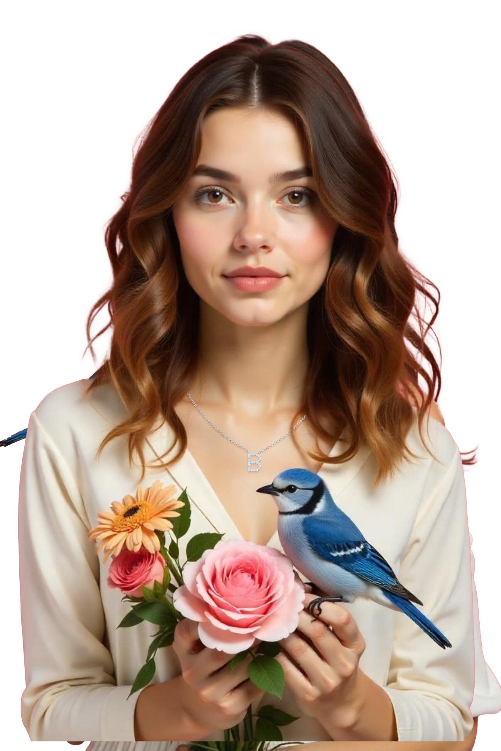 Initial Icons "B" Diamond Letter Necklace - PLEASURE DIAMONDS L.L.C. 3