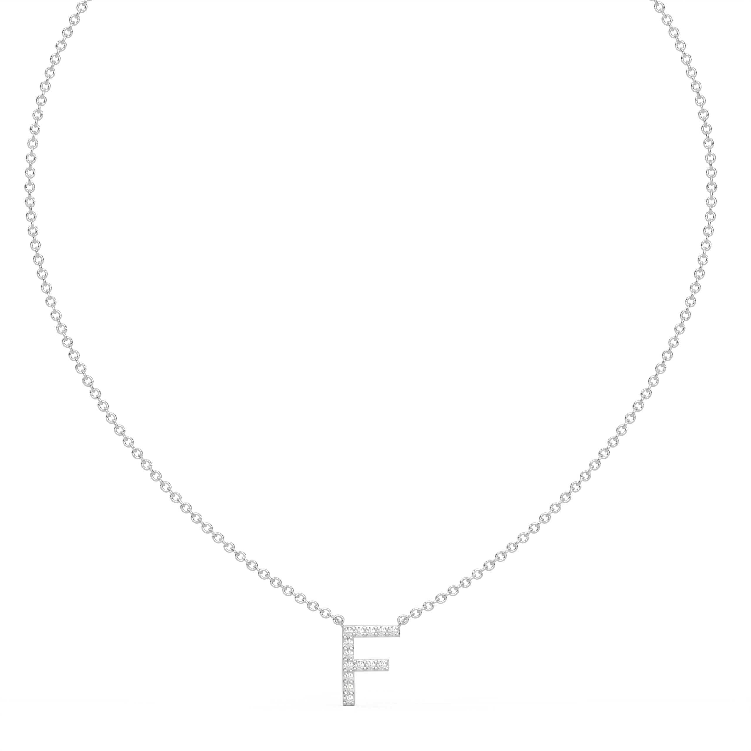 Initial Icons "F" Diamond Letter Necklace - PLEASURE DIAMONDS L.L.C. 2