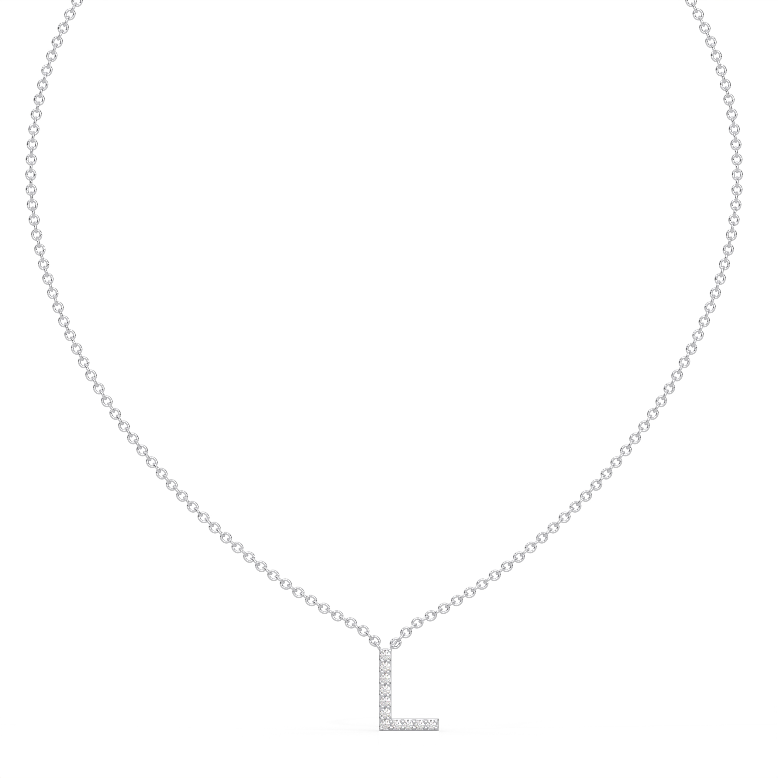 Initial Icons "L" Diamond Letter Necklace - PLEASURE DIAMONDS L.L.C. 2