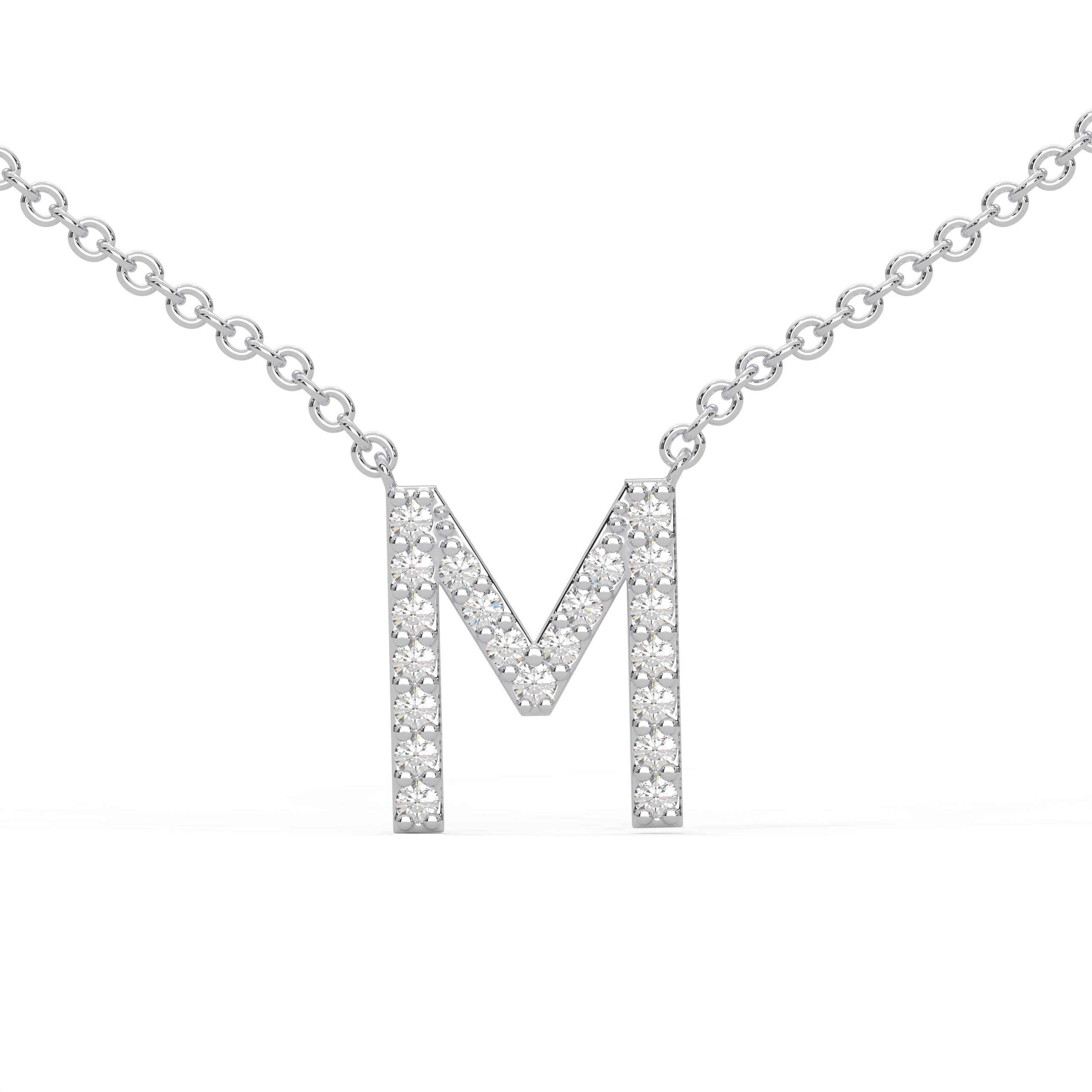 Initial Icons "M" Diamond Letter Necklace - PLEASURE DIAMONDS L.L.C. 1