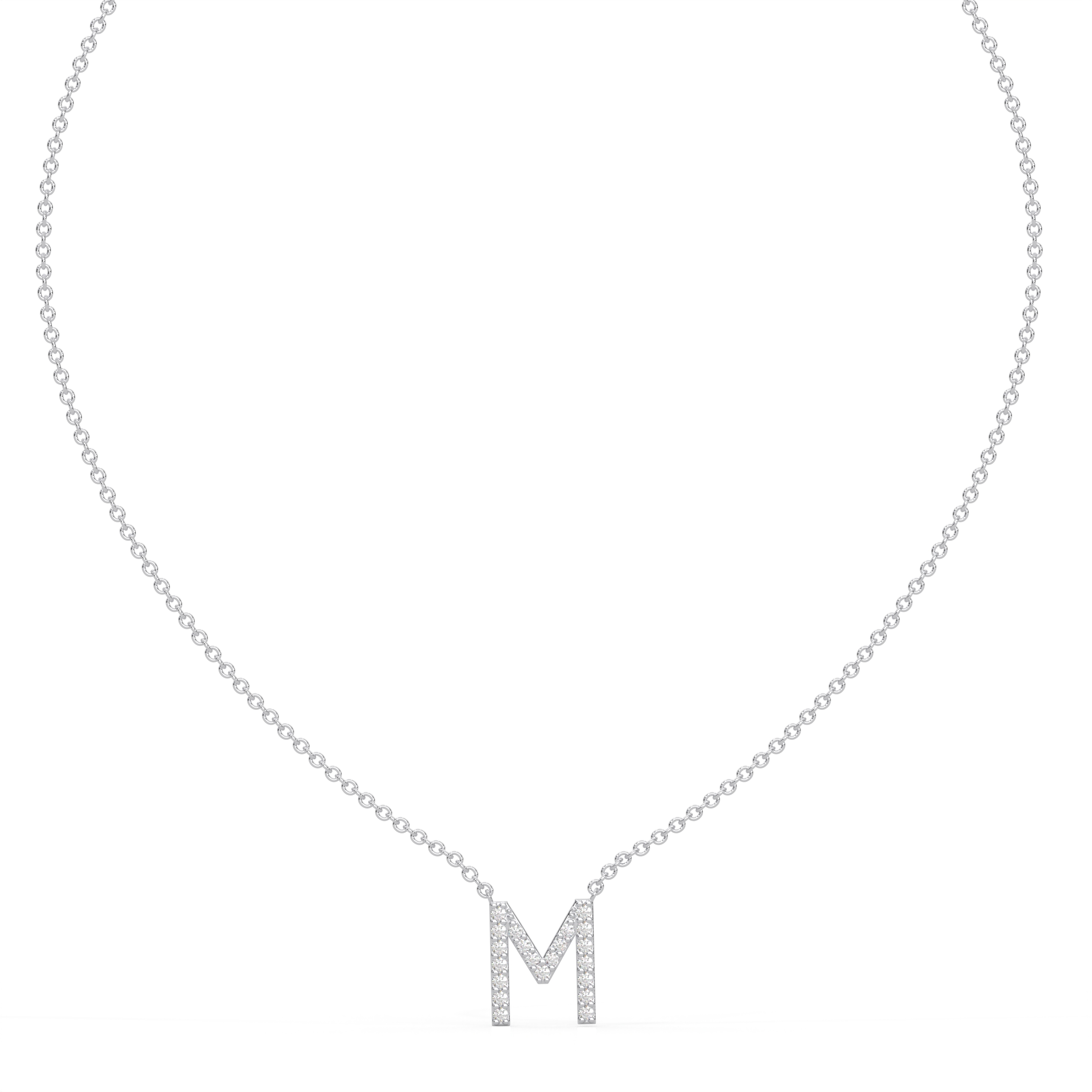 Initial Icons "M" Diamond Letter Necklace - PLEASURE DIAMONDS L.L.C. 2
