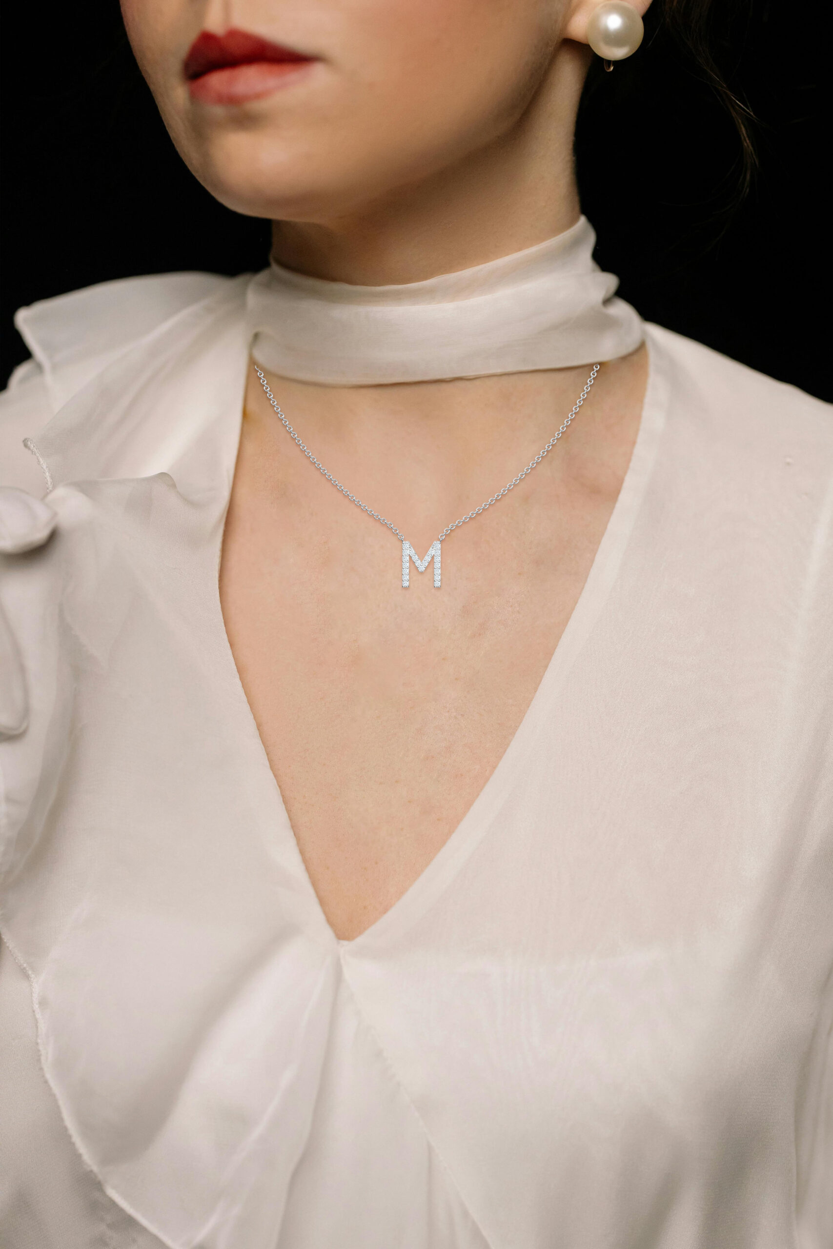 Initial Icons "M" Diamond Letter Necklace - PLEASURE DIAMONDS L.L.C. 3