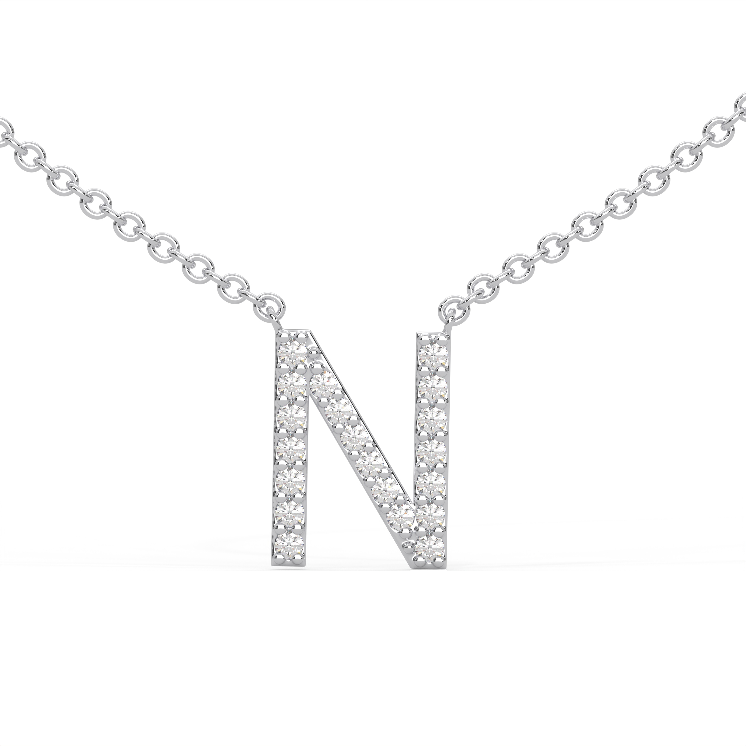Initial Icons "N" Diamond Letter Necklace - PLEASURE DIAMONDS L.L.C. 1