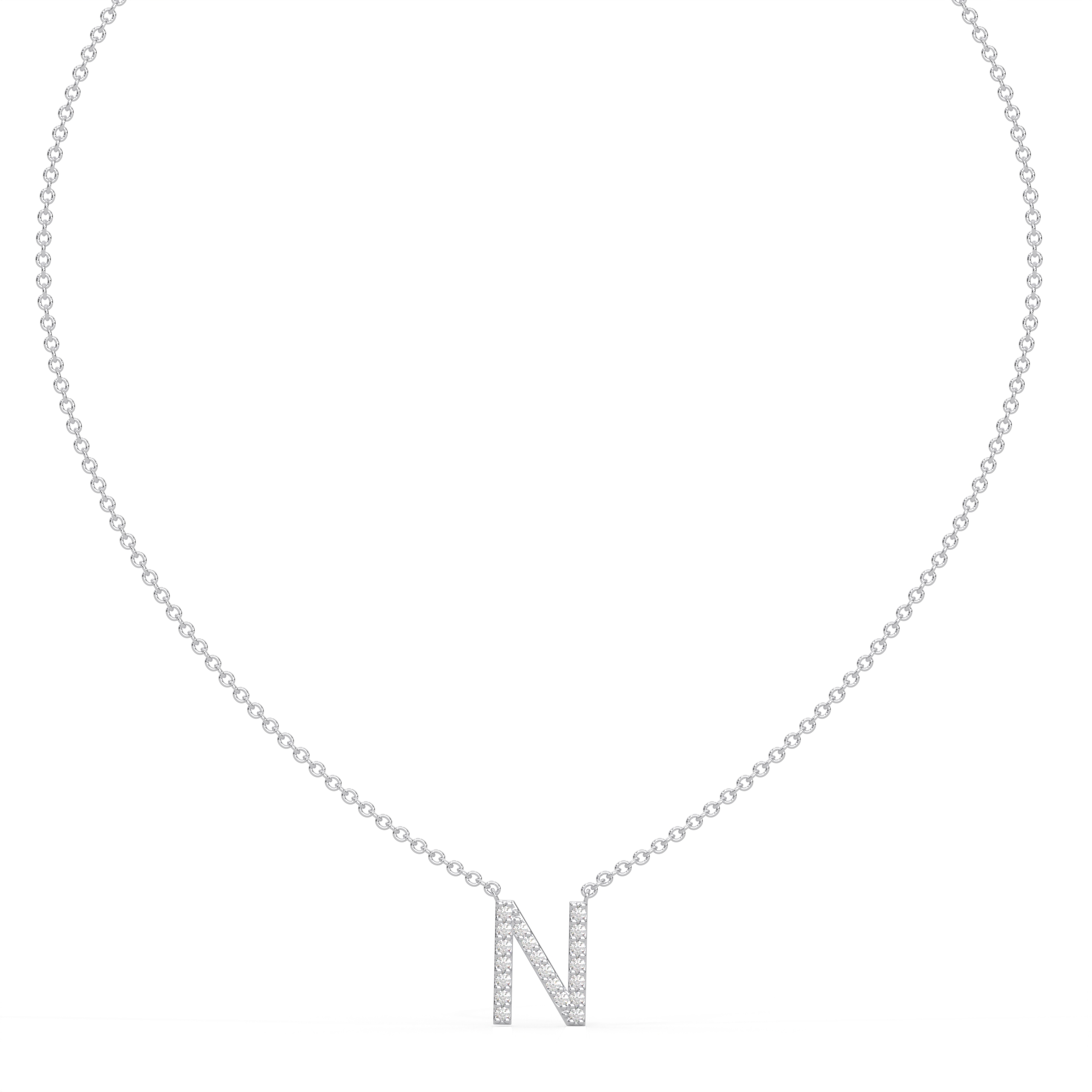 Initial Icons "N" Diamond Letter Necklace - PLEASURE DIAMONDS L.L.C. 2