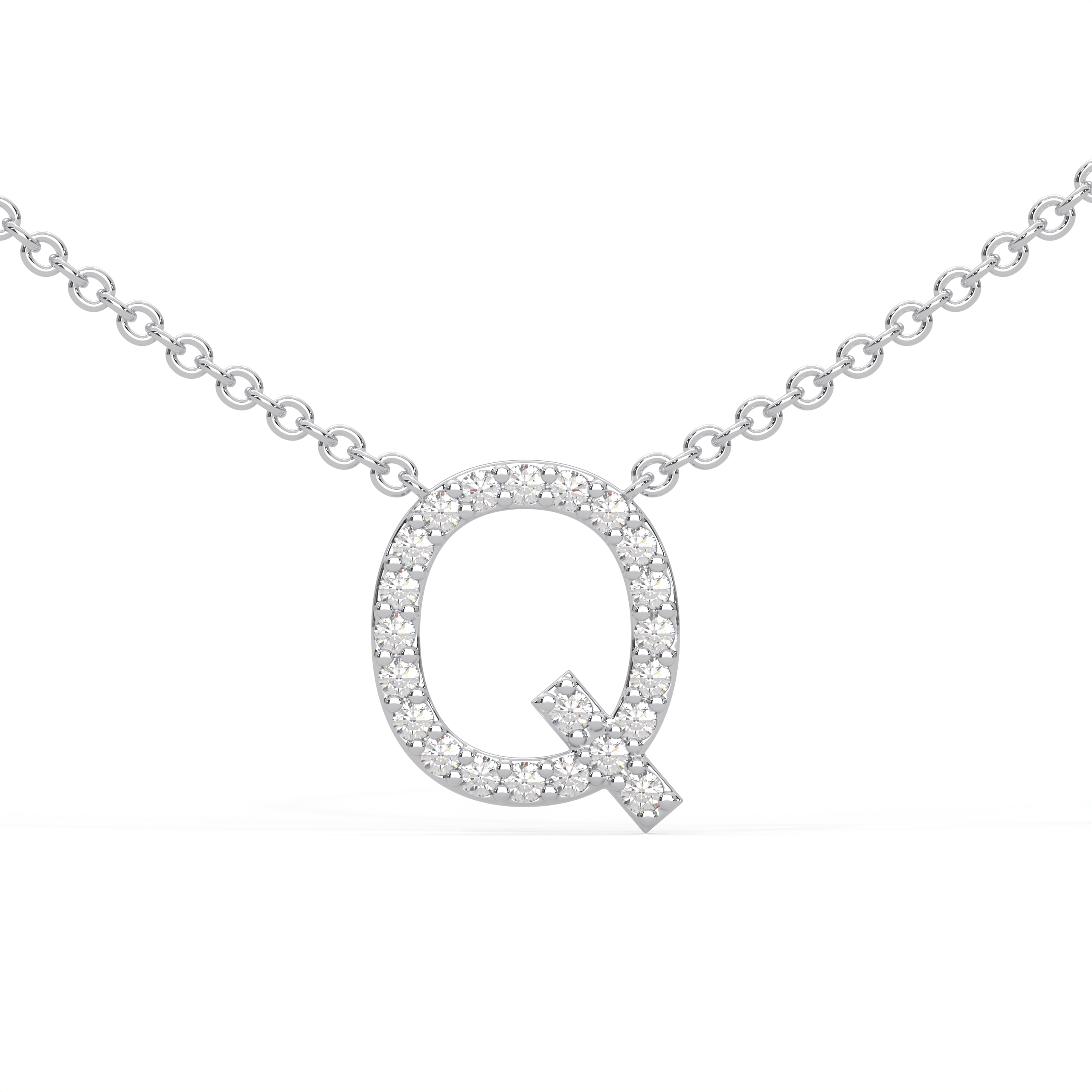 Initial Icons "Q" Diamond Letter Necklace - PLEASURE DIAMONDS L.L.C. 1