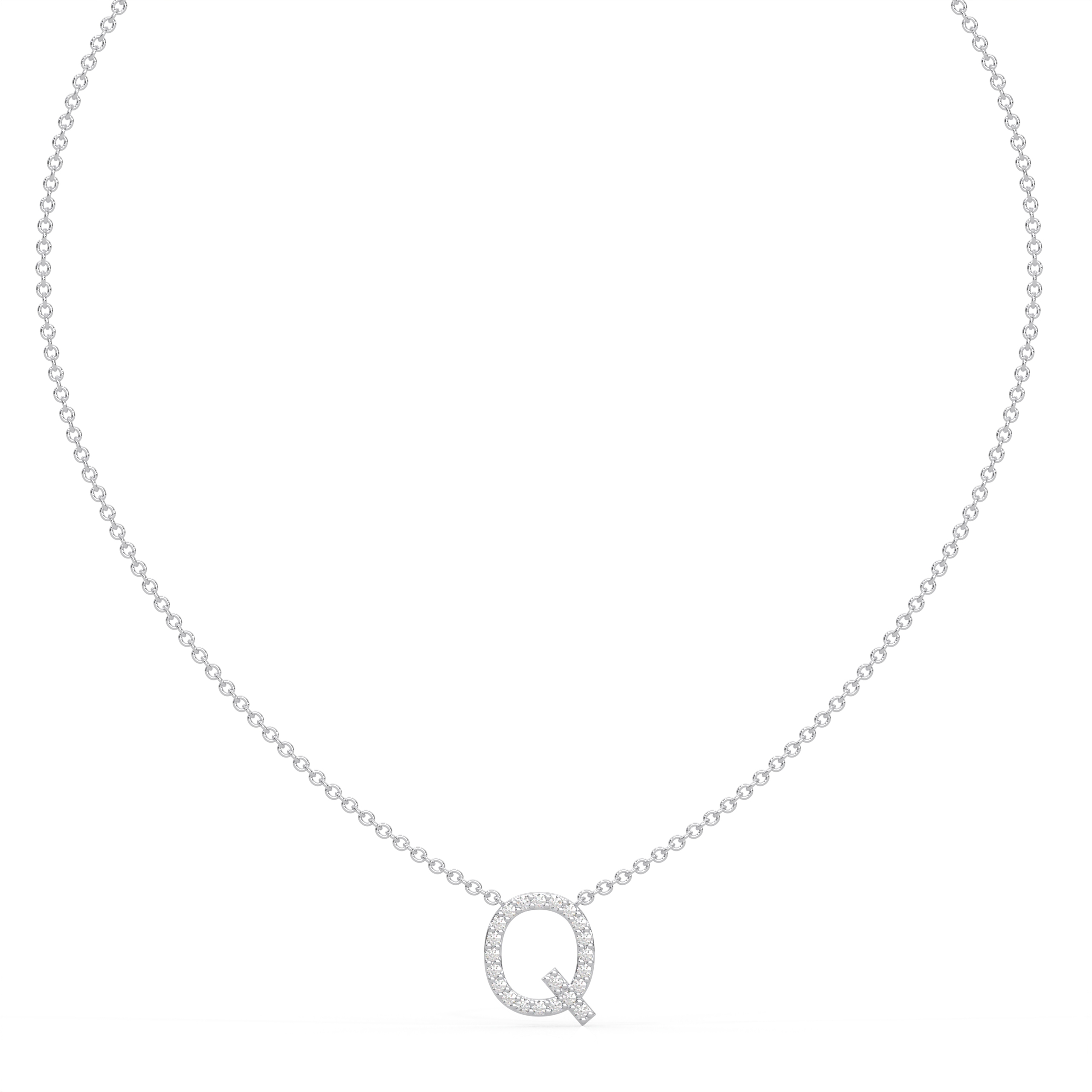 Initial Icons "Q" Diamond Letter Necklace - PLEASURE DIAMONDS L.L.C. 2