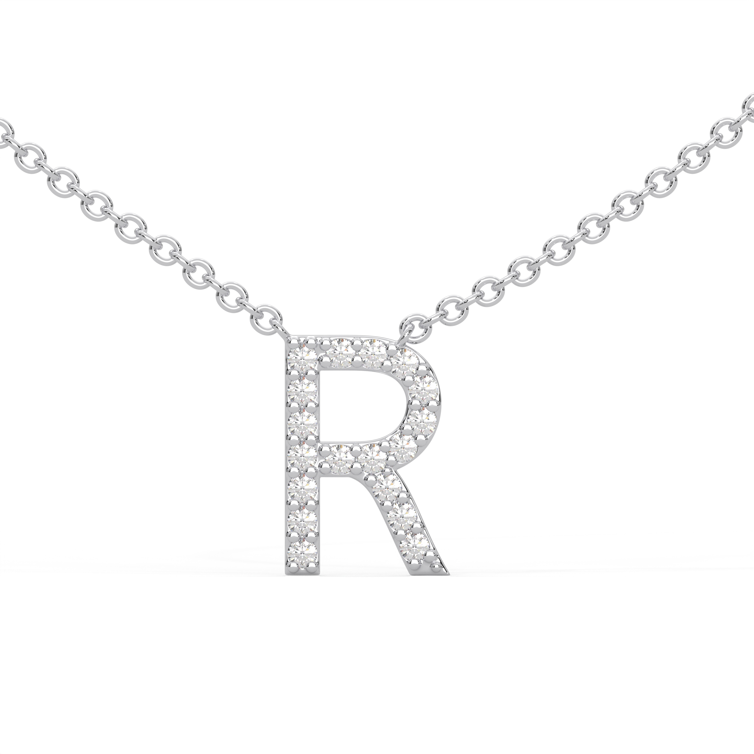 Initial Icons "R" Diamond Letter Necklace - PLEASURE DIAMONDS L.L.C. 1