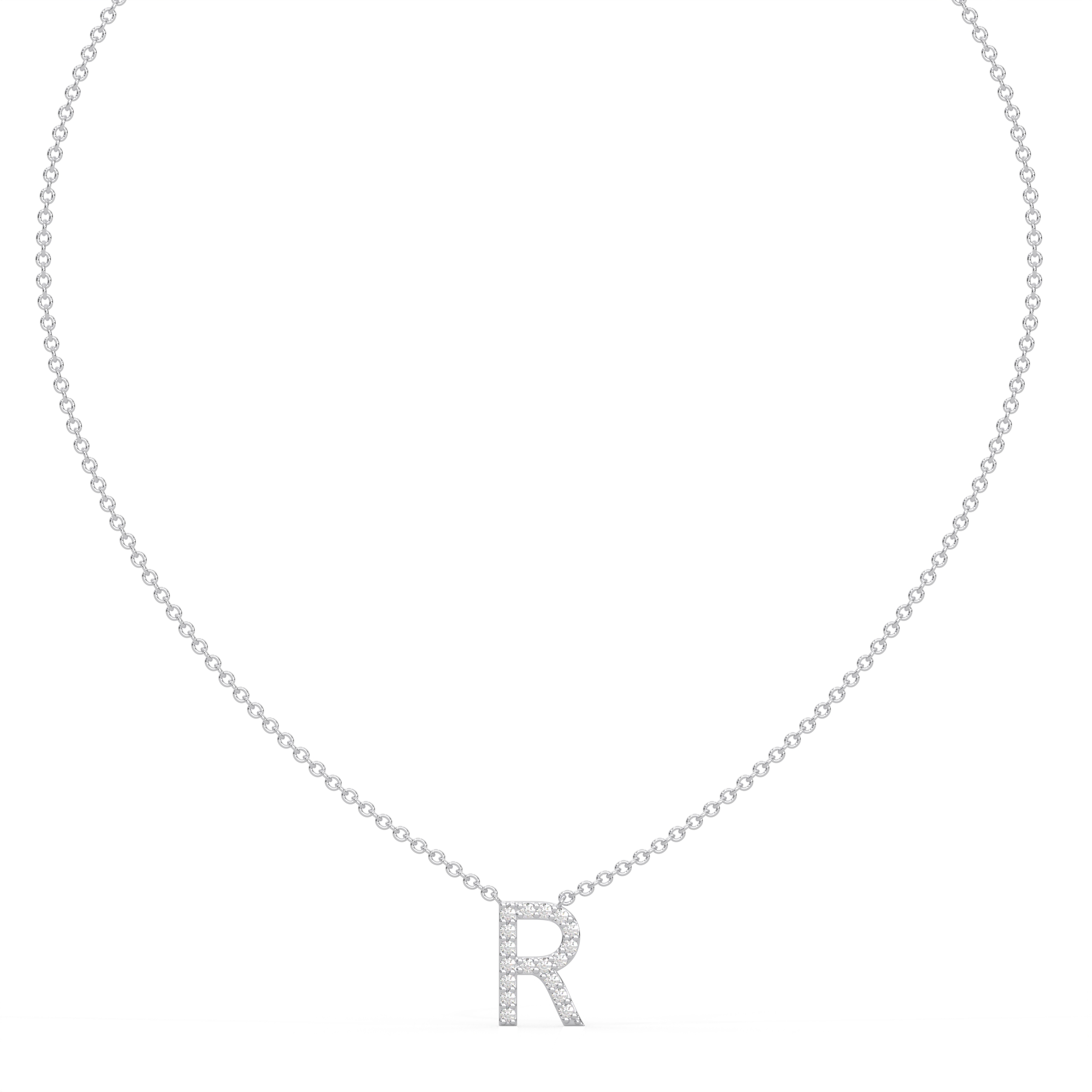 Initial Icons "R" Diamond Letter Necklace - PLEASURE DIAMONDS L.L.C. 2