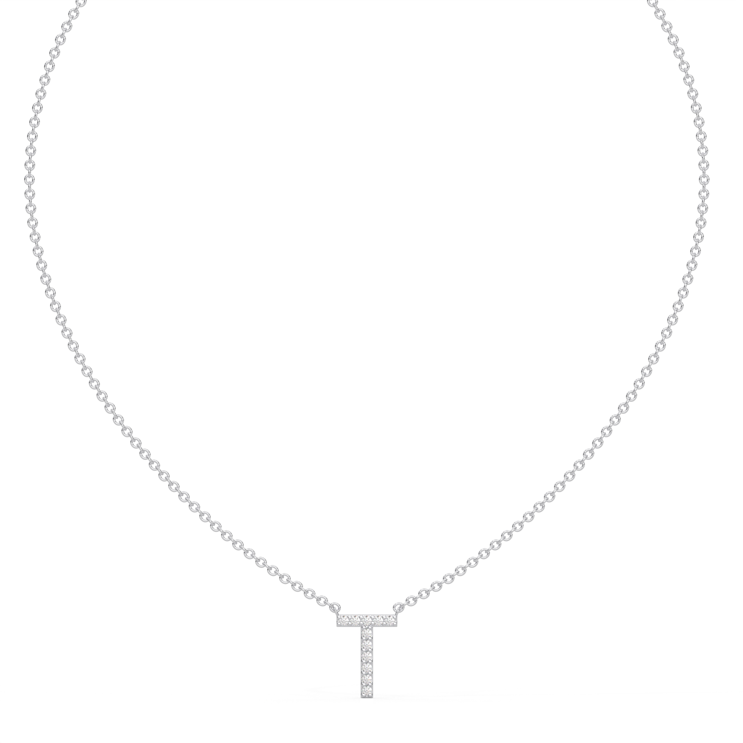 Initial Icons "T" Diamond Letter Necklace - PLEASURE DIAMONDS L.L.C. 2