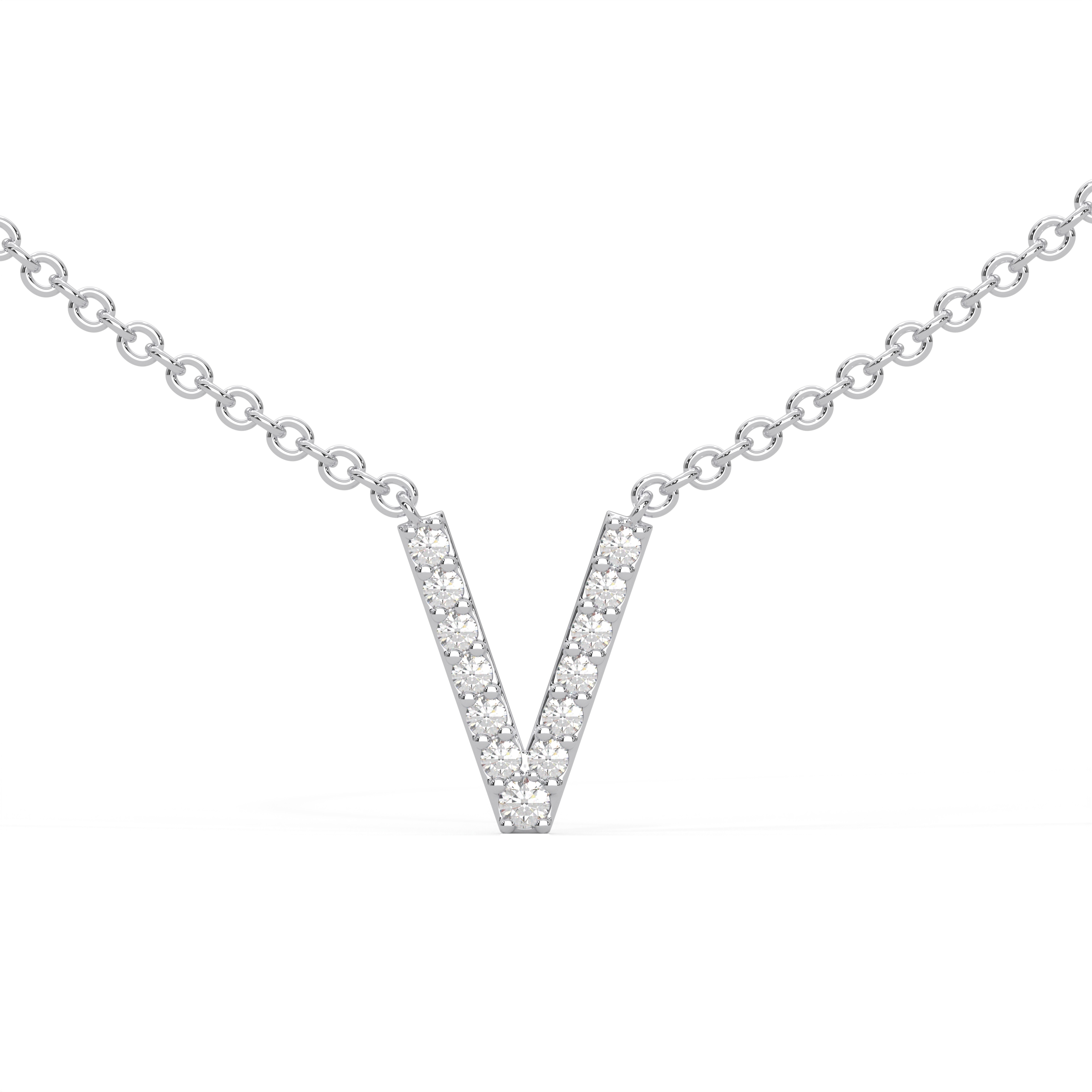 Initial Icons "V" Diamond Letter Necklace - PLEASURE DIAMONDS L.L.C. 1