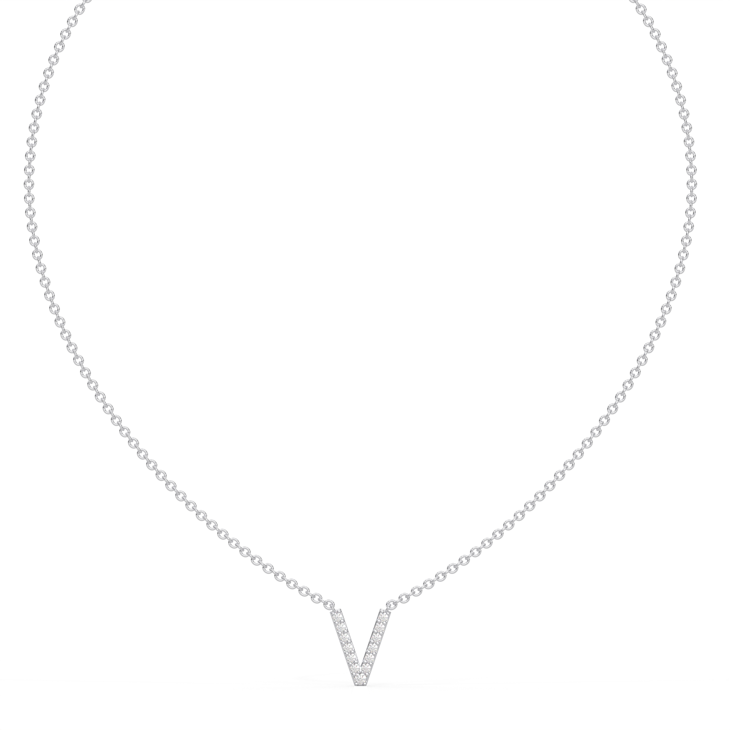 Initial Icons "V" Diamond Letter Necklace - PLEASURE DIAMONDS L.L.C. 2