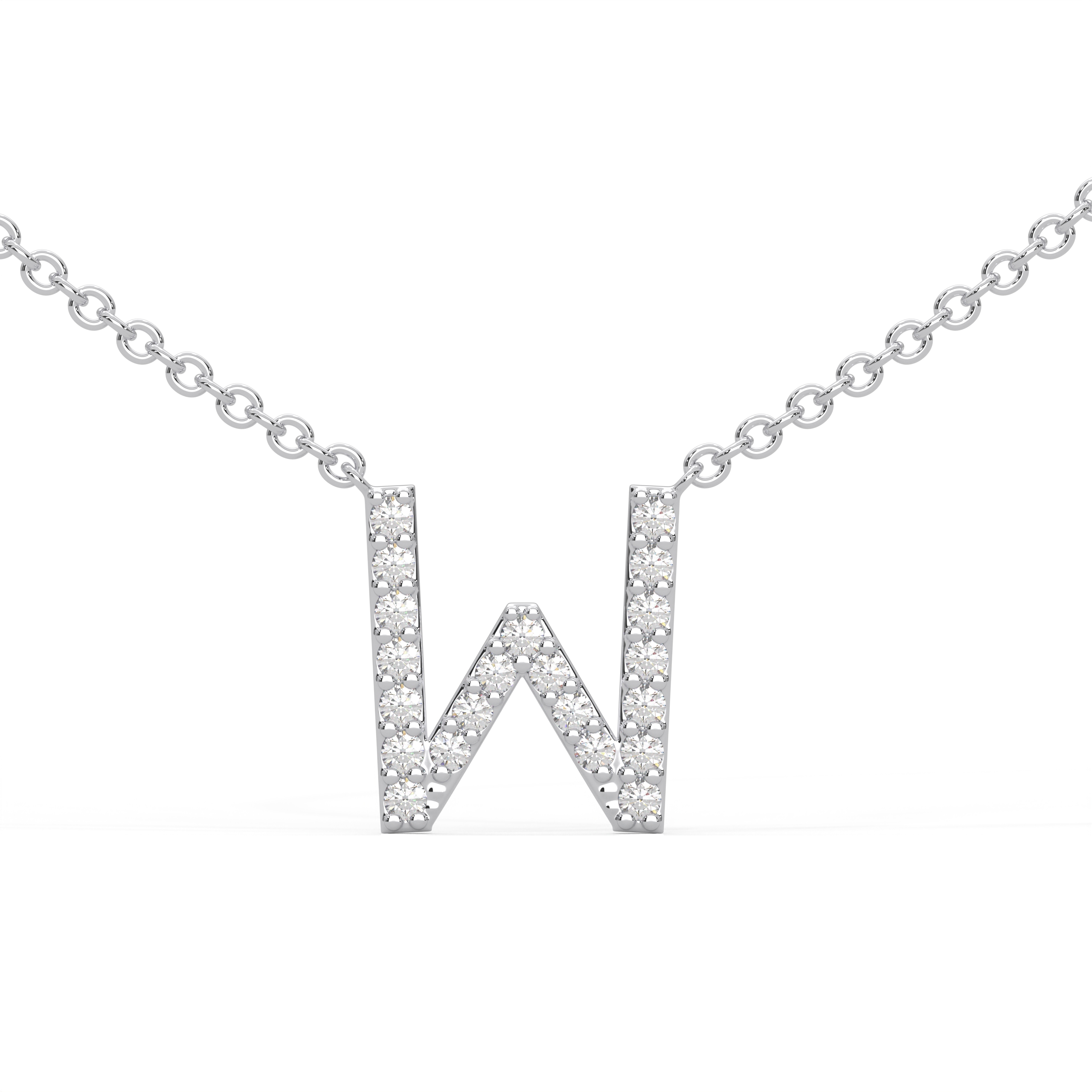 Initial Icons "W" Diamond Letter Necklace - PLEASURE DIAMONDS L.L.C. 1