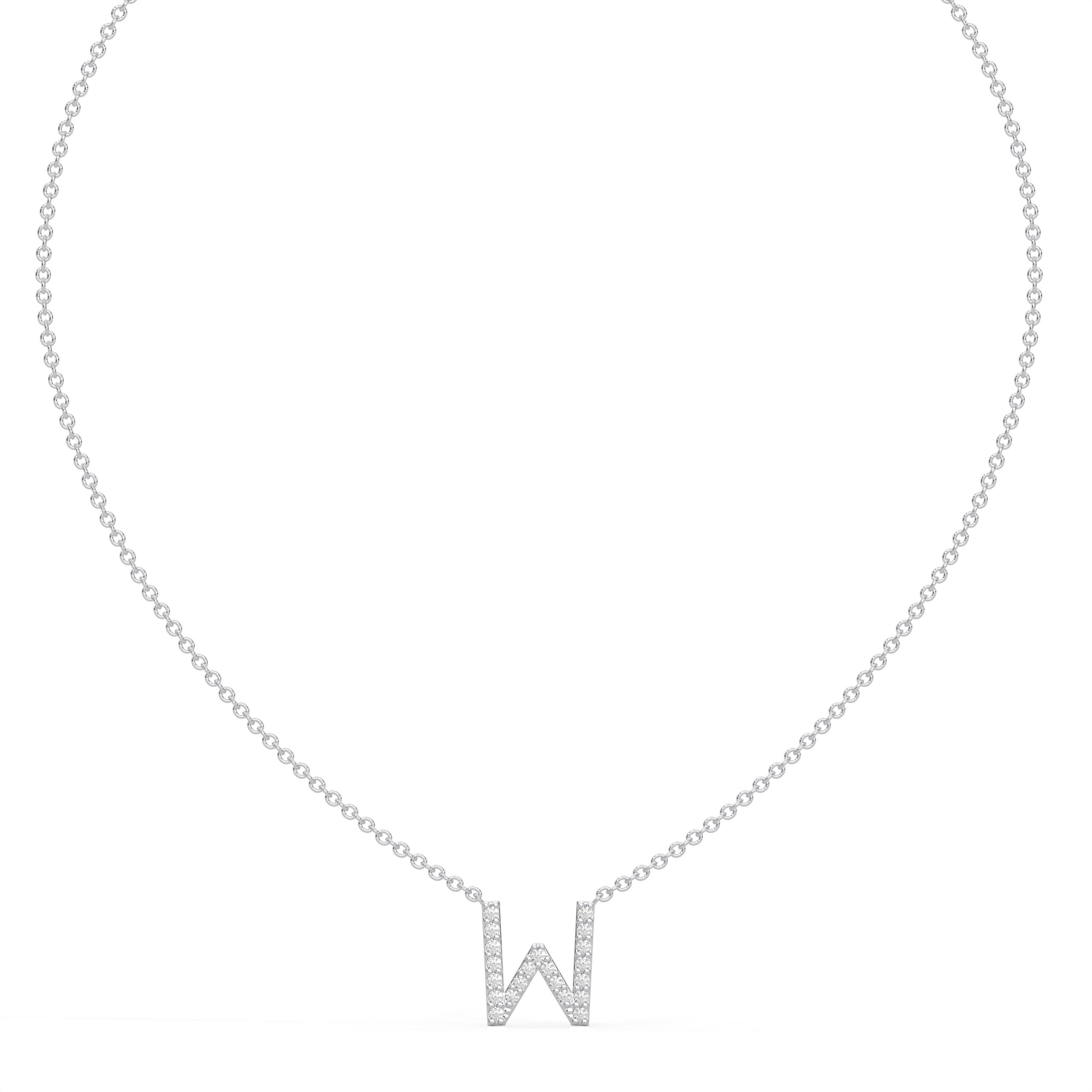 Initial Icons "W" Diamond Letter Necklace - PLEASURE DIAMONDS L.L.C. 2