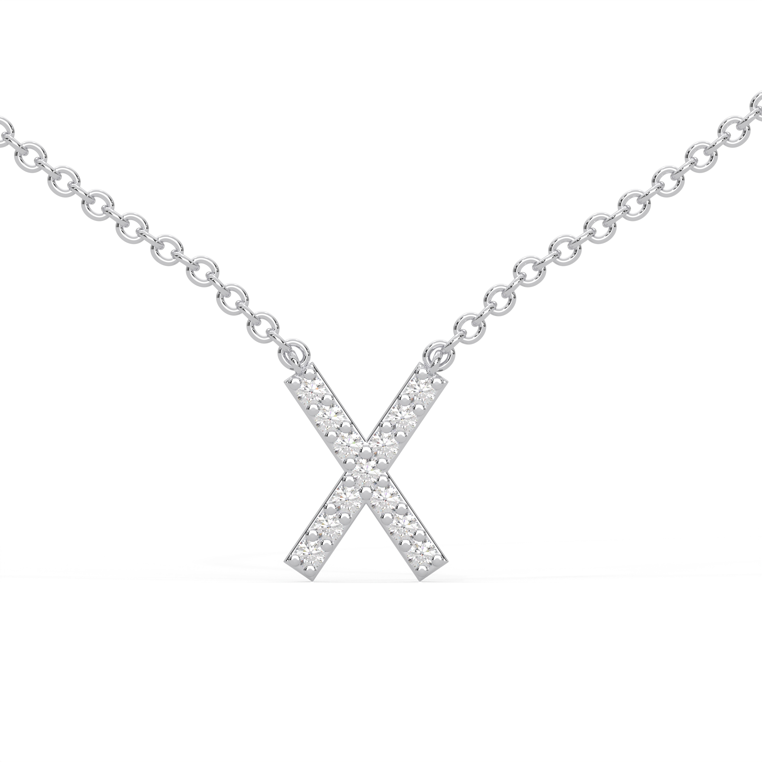 Initial Icons "X" Diamond Letter Necklace - PLEASURE DIAMONDS L.L.C. 1