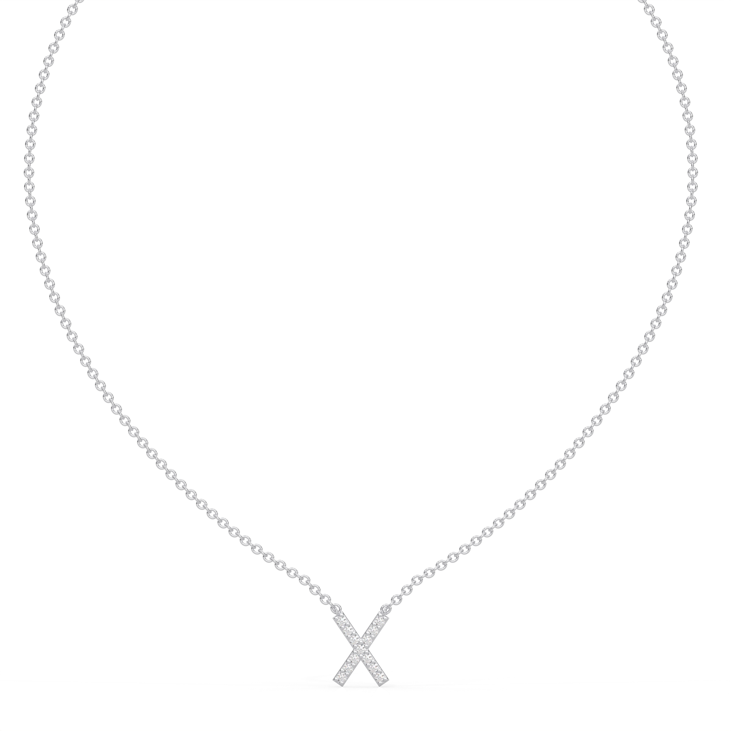 Initial Icons "X" Diamond Letter Necklace - PLEASURE DIAMONDS L.L.C. 2