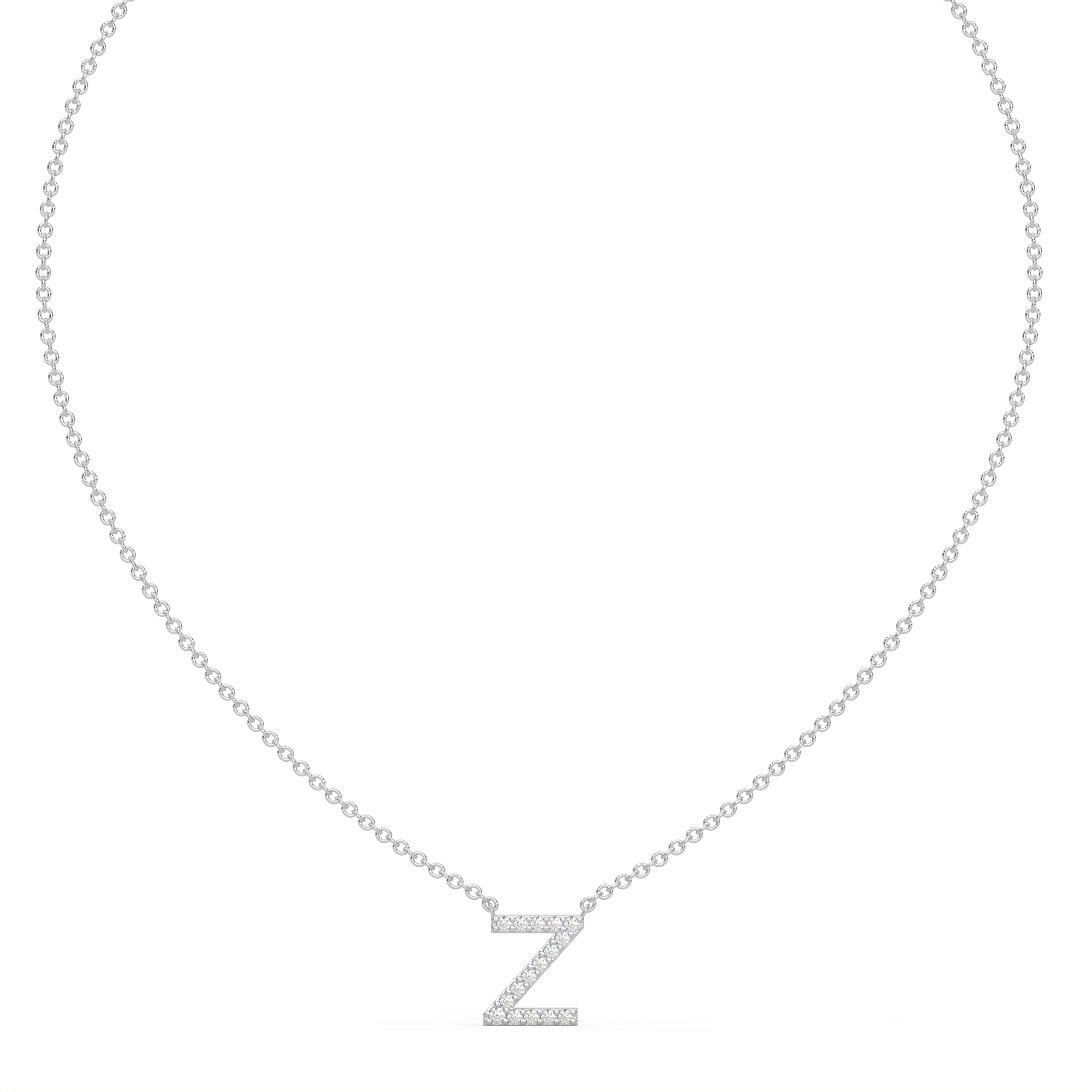 Silver necklace with diamond 'Z' pendant