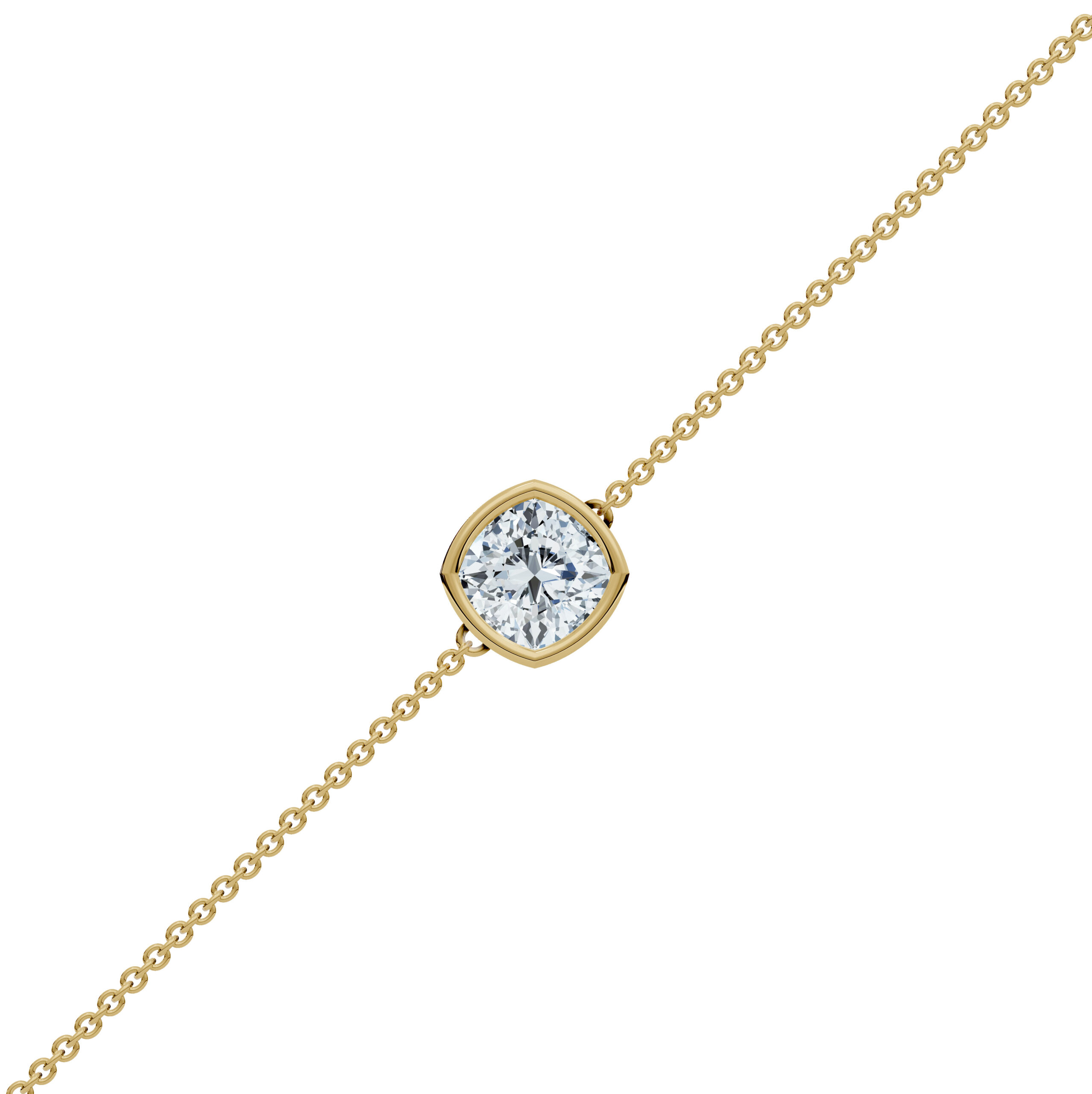 Cushion Bezel Solitaire Diamond Bracelet - PLEASURE DIAMONDS L.L.C. 2