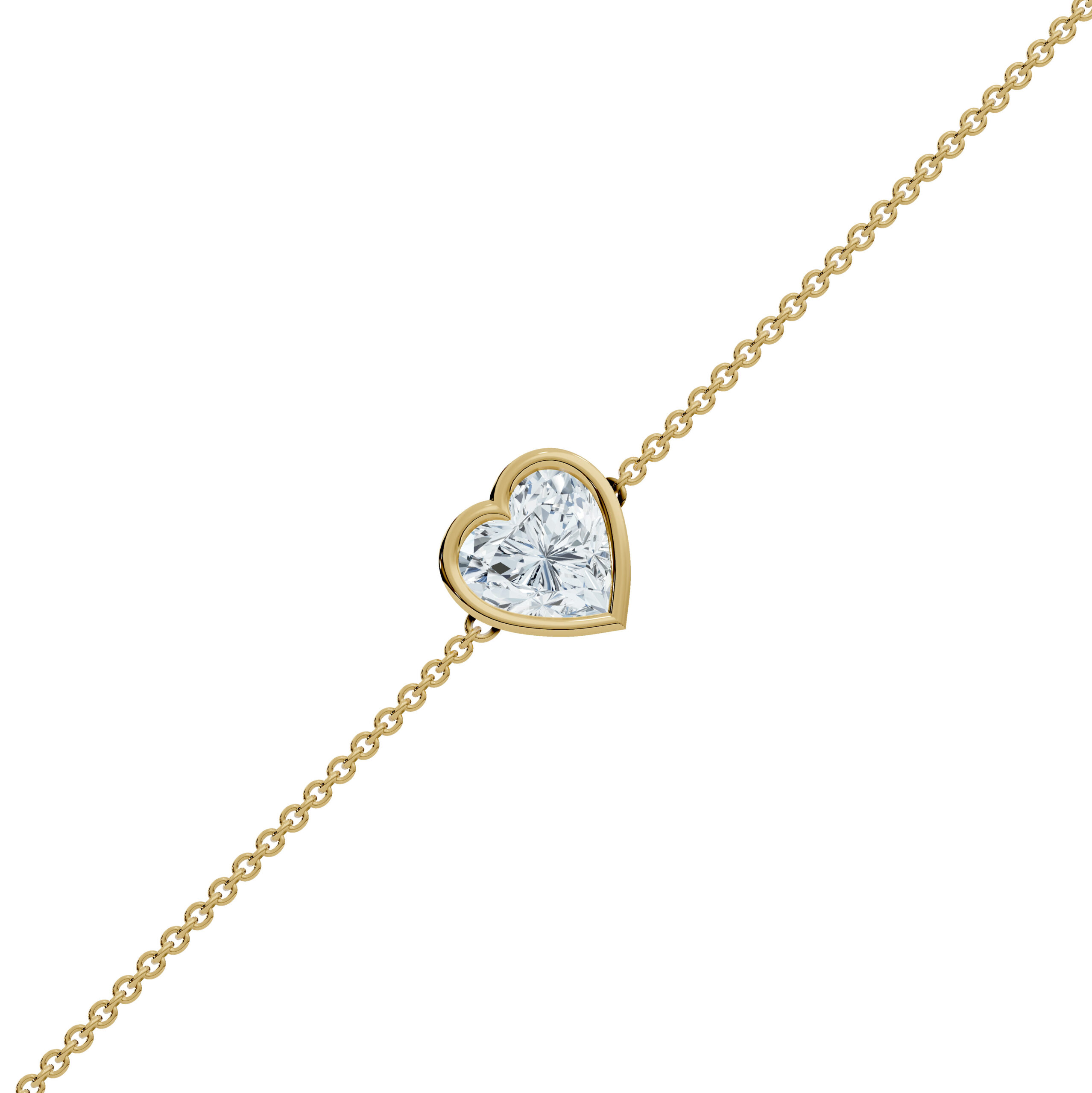 Heart Bezel Solitaire Diamond Bracelet - PLEASURE DIAMONDS L.L.C. 2