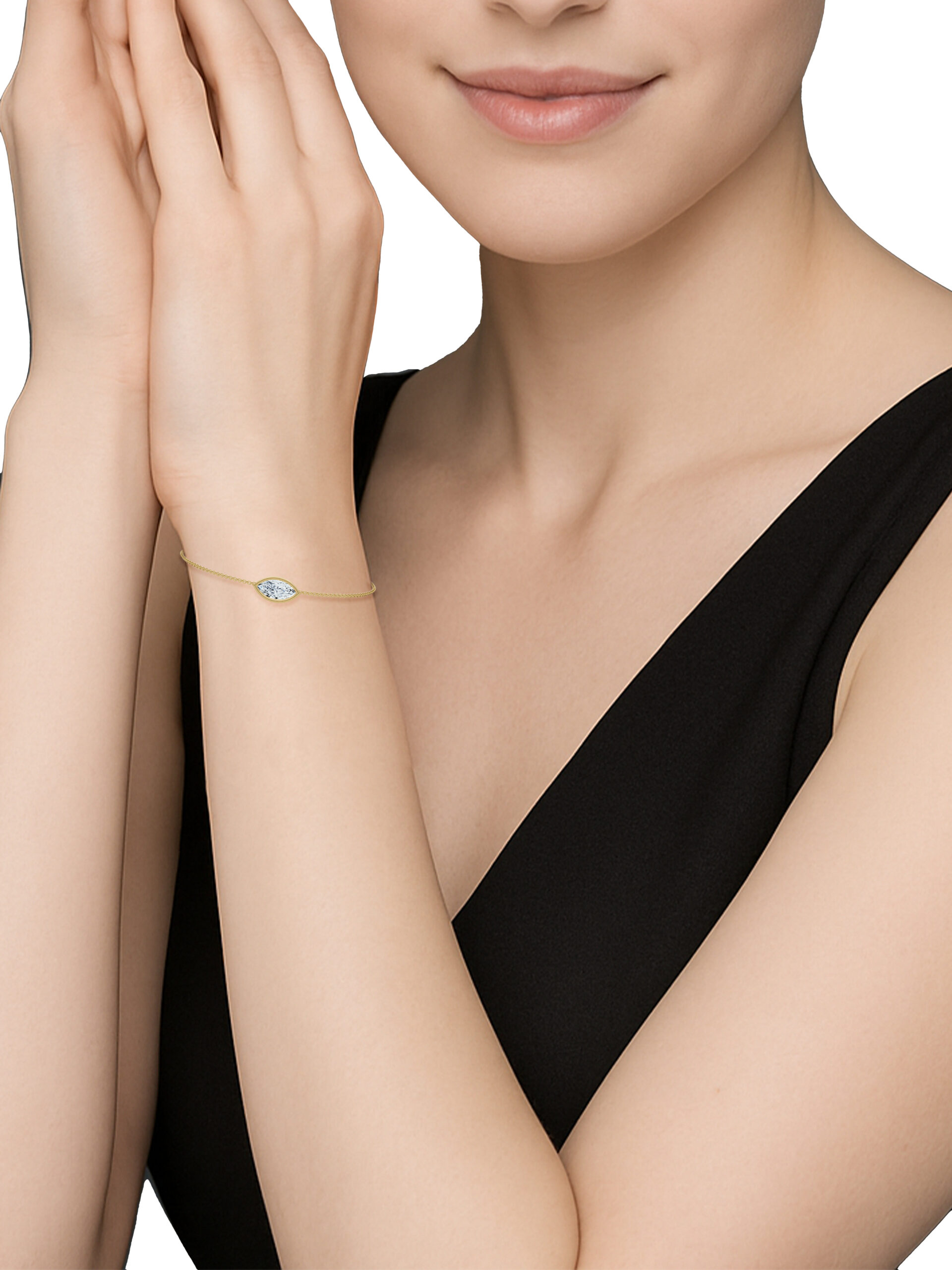 Marquise Bezel Solitaire Diamond Bracelet - PLEASURE DIAMONDS L.L.C. 4