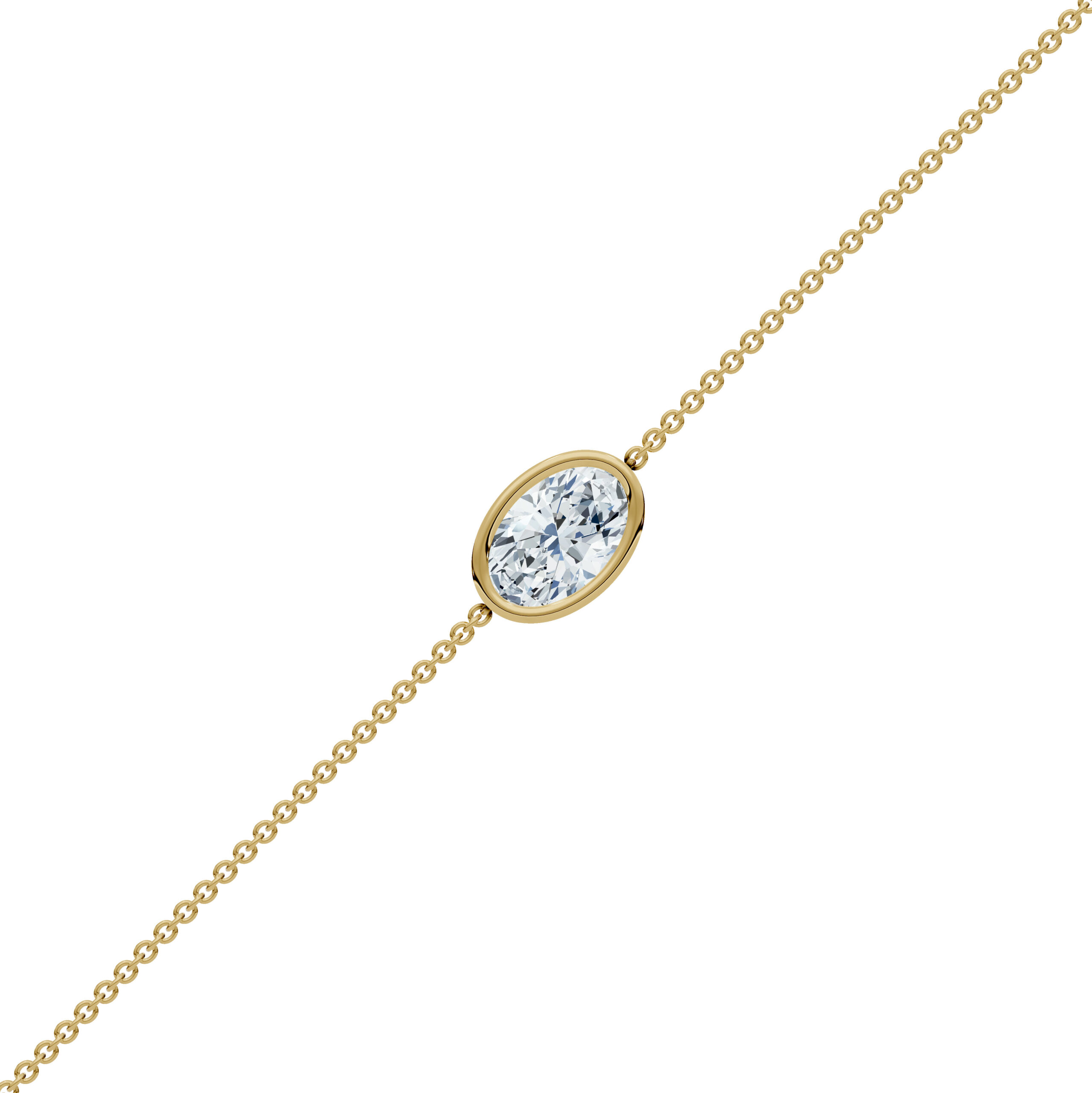 Oval Bezel Solitaire Diamond Bracelet - PLEASURE DIAMONDS L.L.C. 2