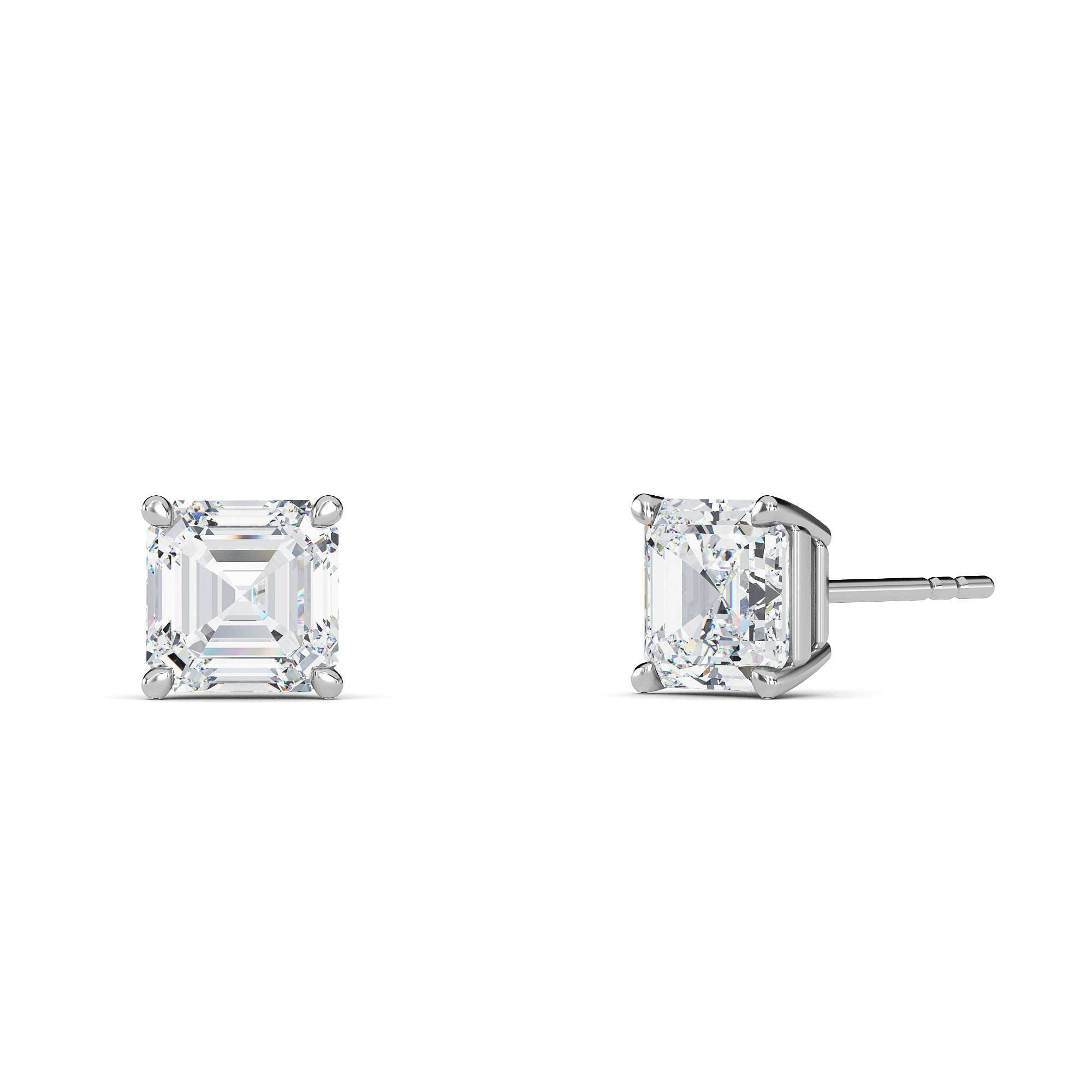 Asscher Diamond Studs - PLEASURE DIAMONDS L.L.C. 1