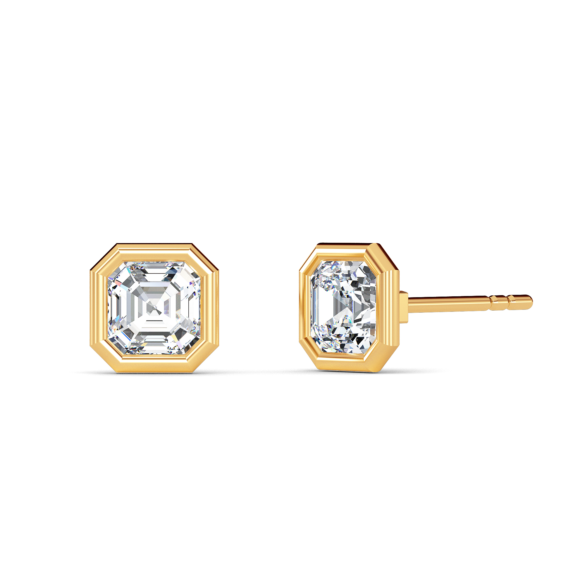 Asscher Bezel Diamond Studs - PLEASURE DIAMONDS L.L.C. 1