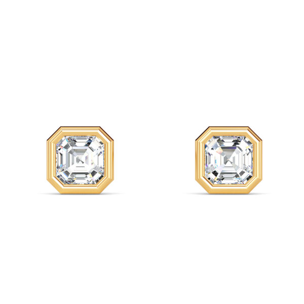 Asscher Bezel Diamond Studs - PLEASURE DIAMONDS L.L.C. 3