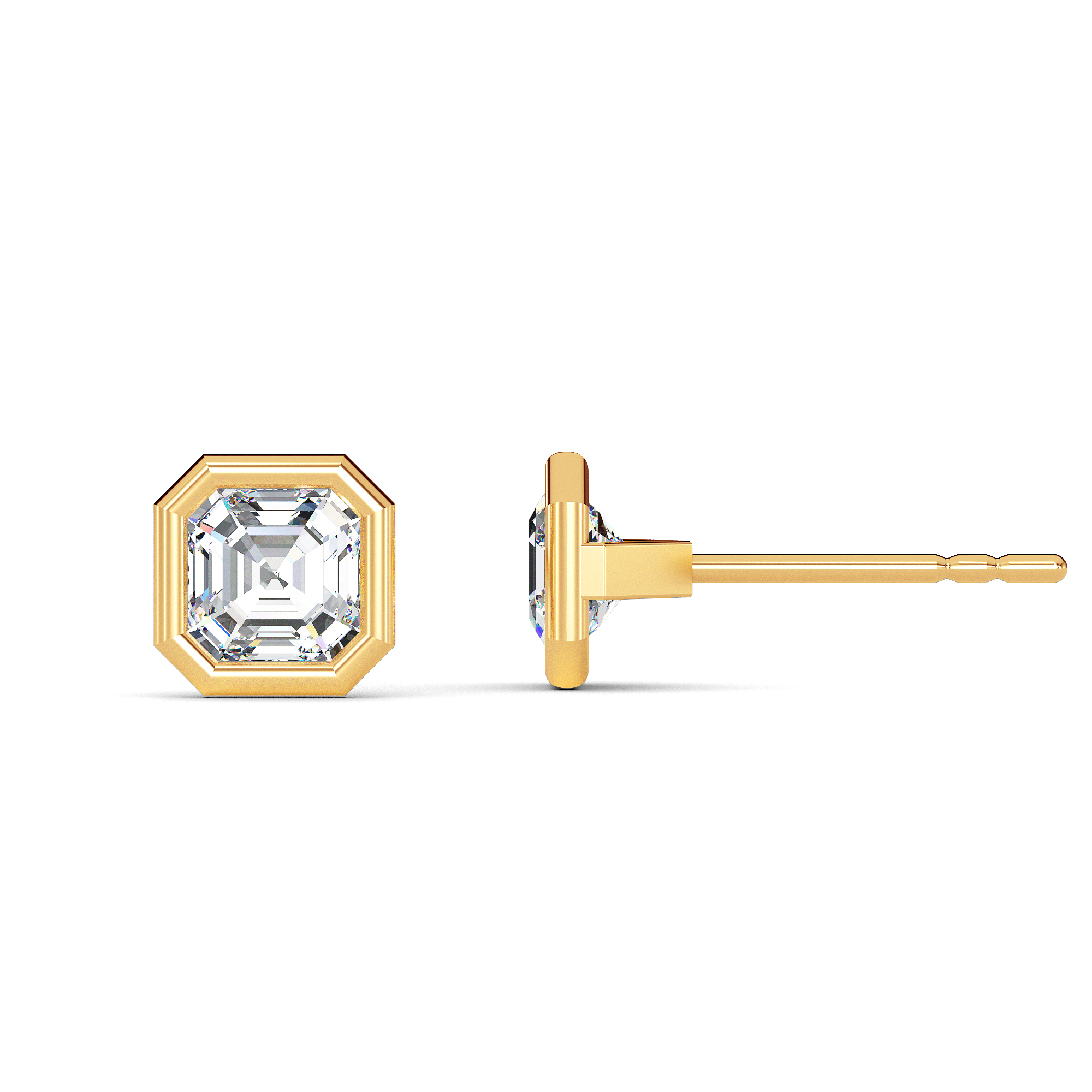 Asscher Bezel Diamond Studs - PLEASURE DIAMONDS L.L.C. 2