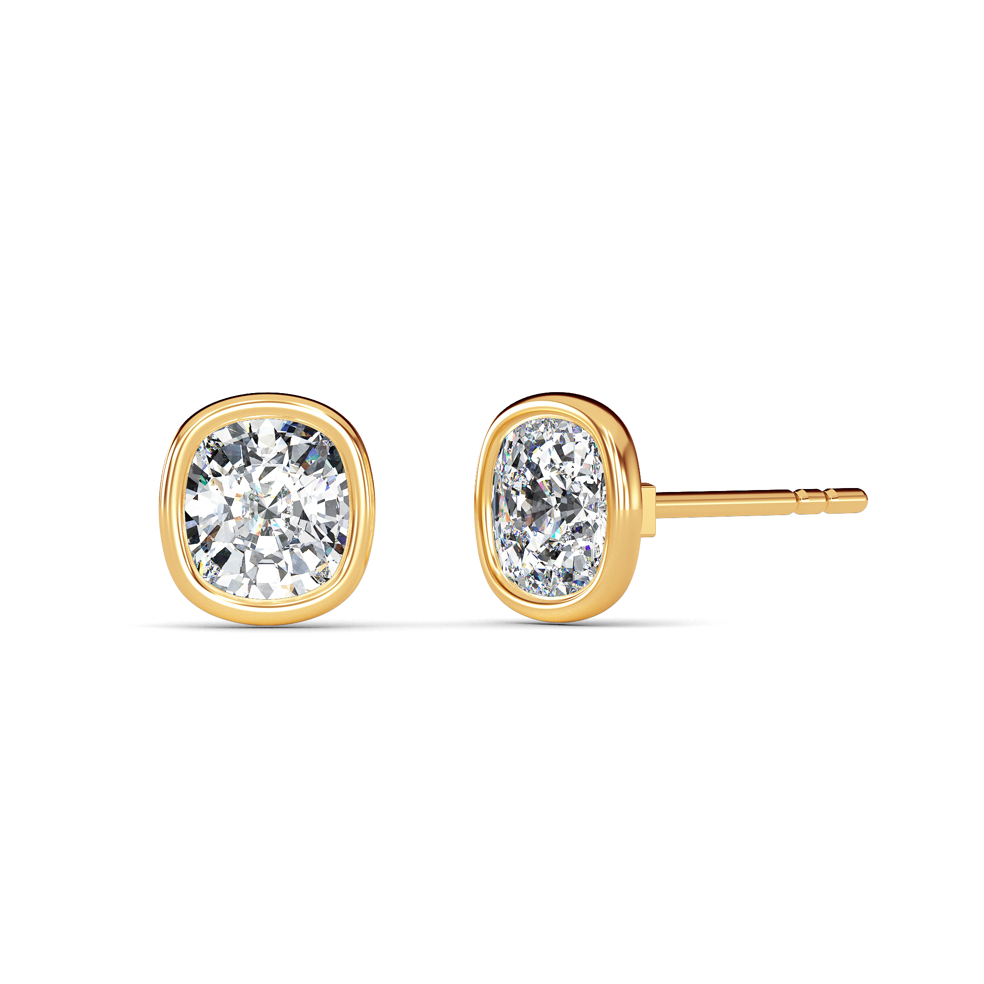 Cushion Bezel Diamond Studs - PLEASURE DIAMONDS L.L.C. 1