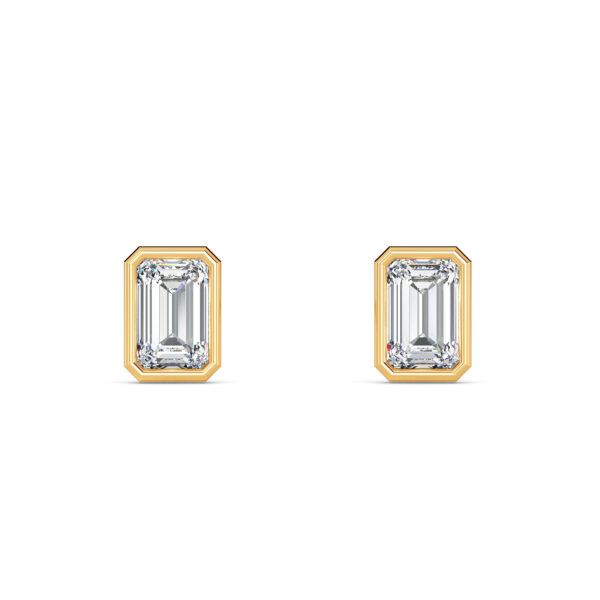 Emerald Bezel Diamond Studs - PLEASURE DIAMONDS L.L.C. 3