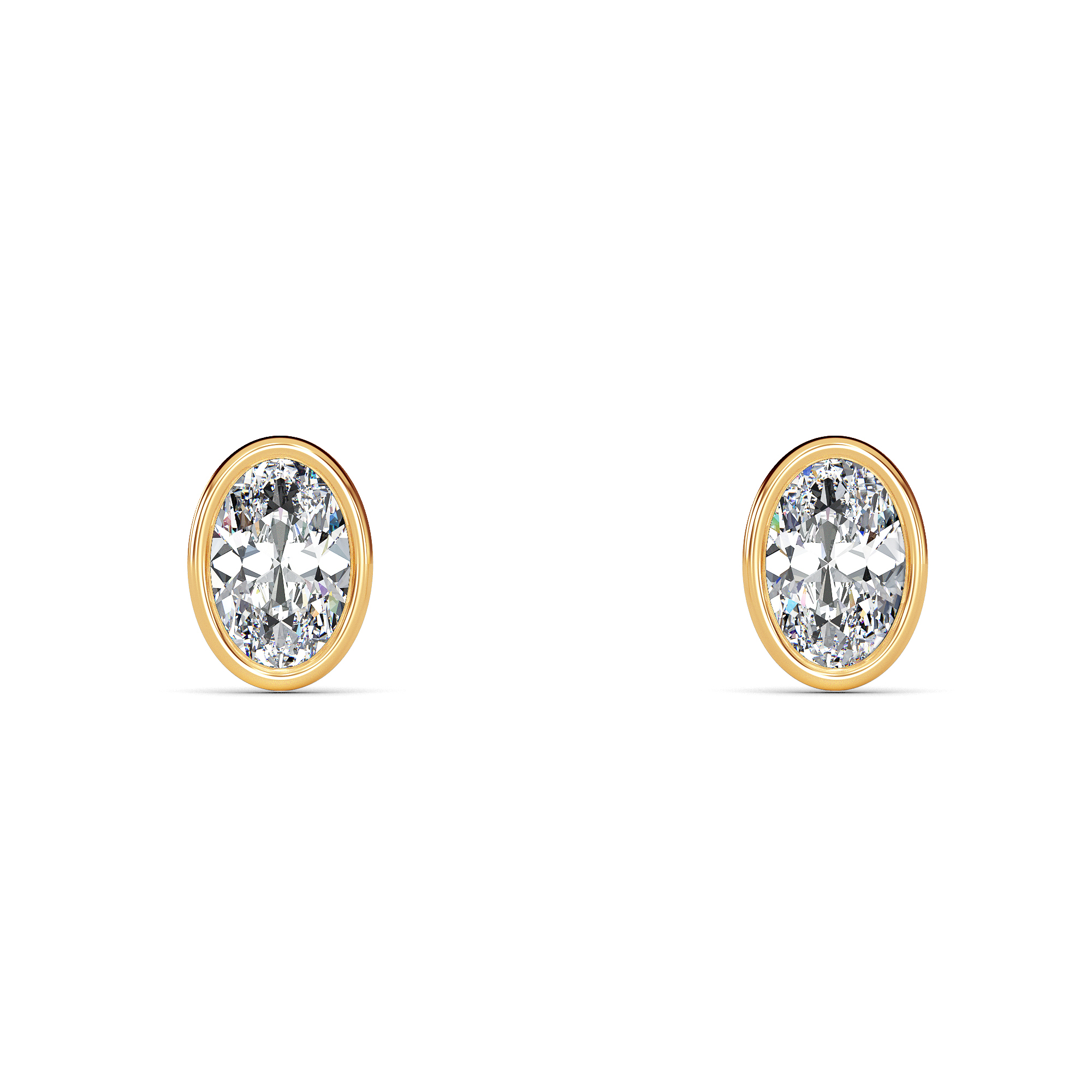 Oval Bezel Diamond Studs - PLEASURE DIAMONDS L.L.C. 3
