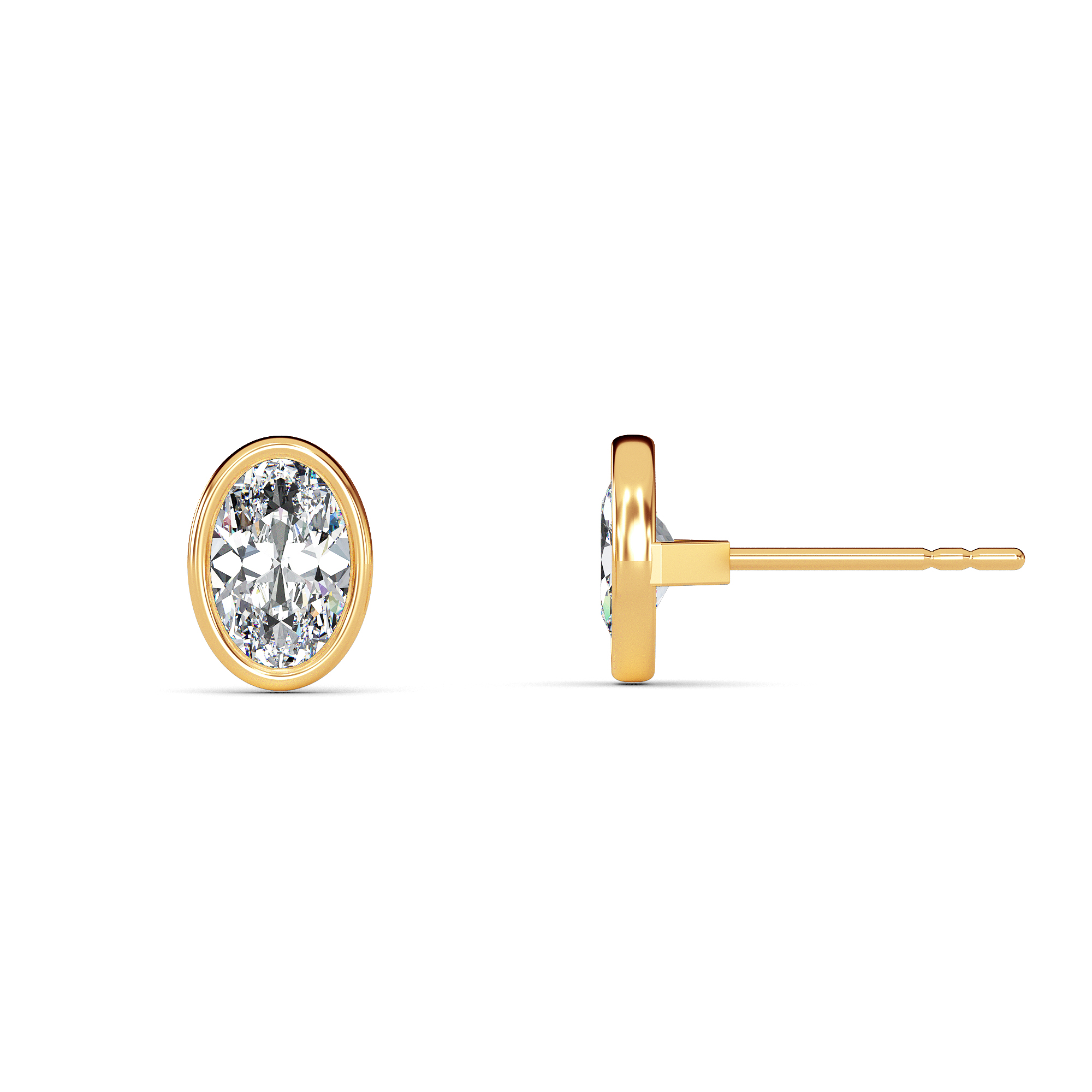 Oval Bezel Diamond Studs - PLEASURE DIAMONDS L.L.C. 2