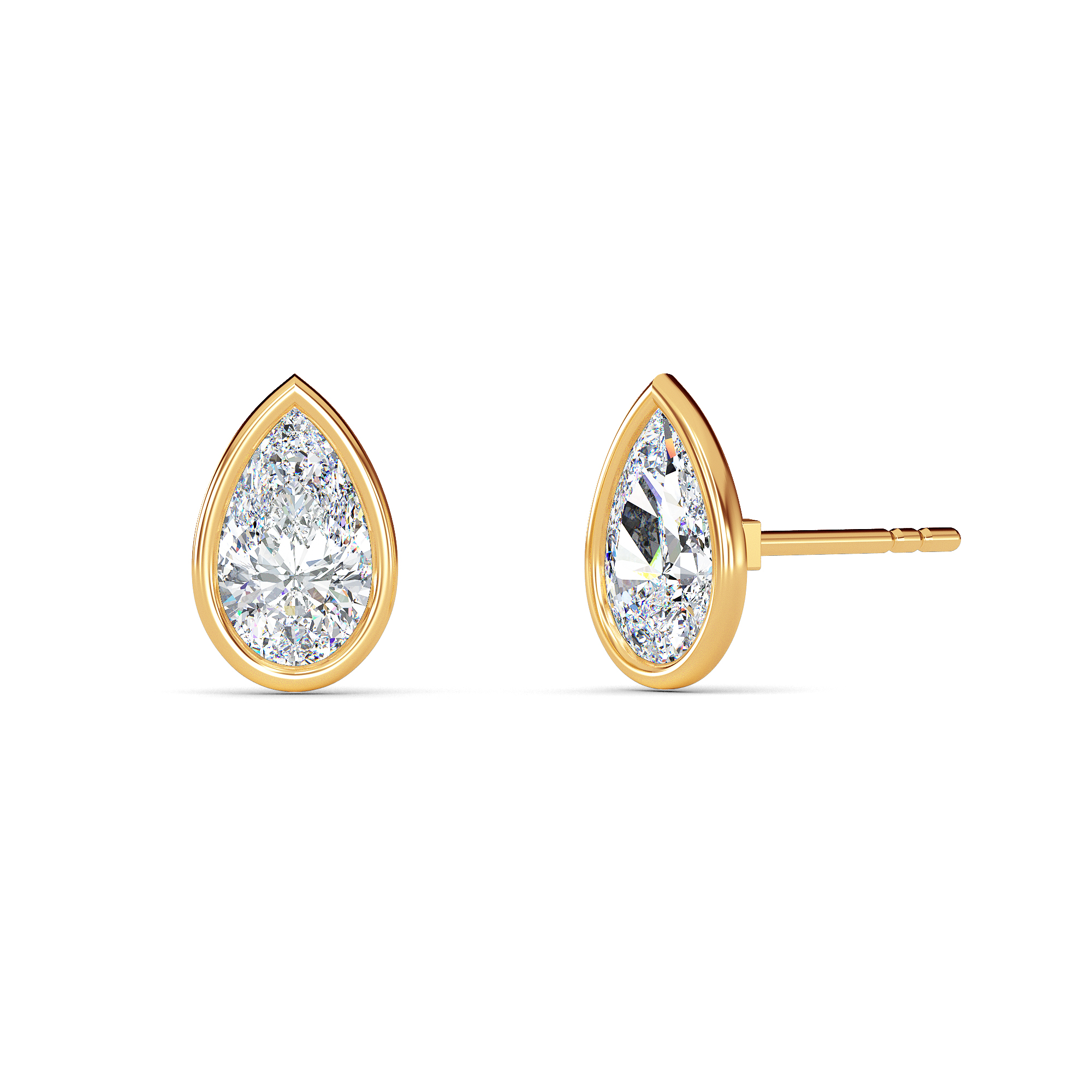 Pear Bezel Diamond Studs - PLEASURE DIAMONDS L.L.C. 1