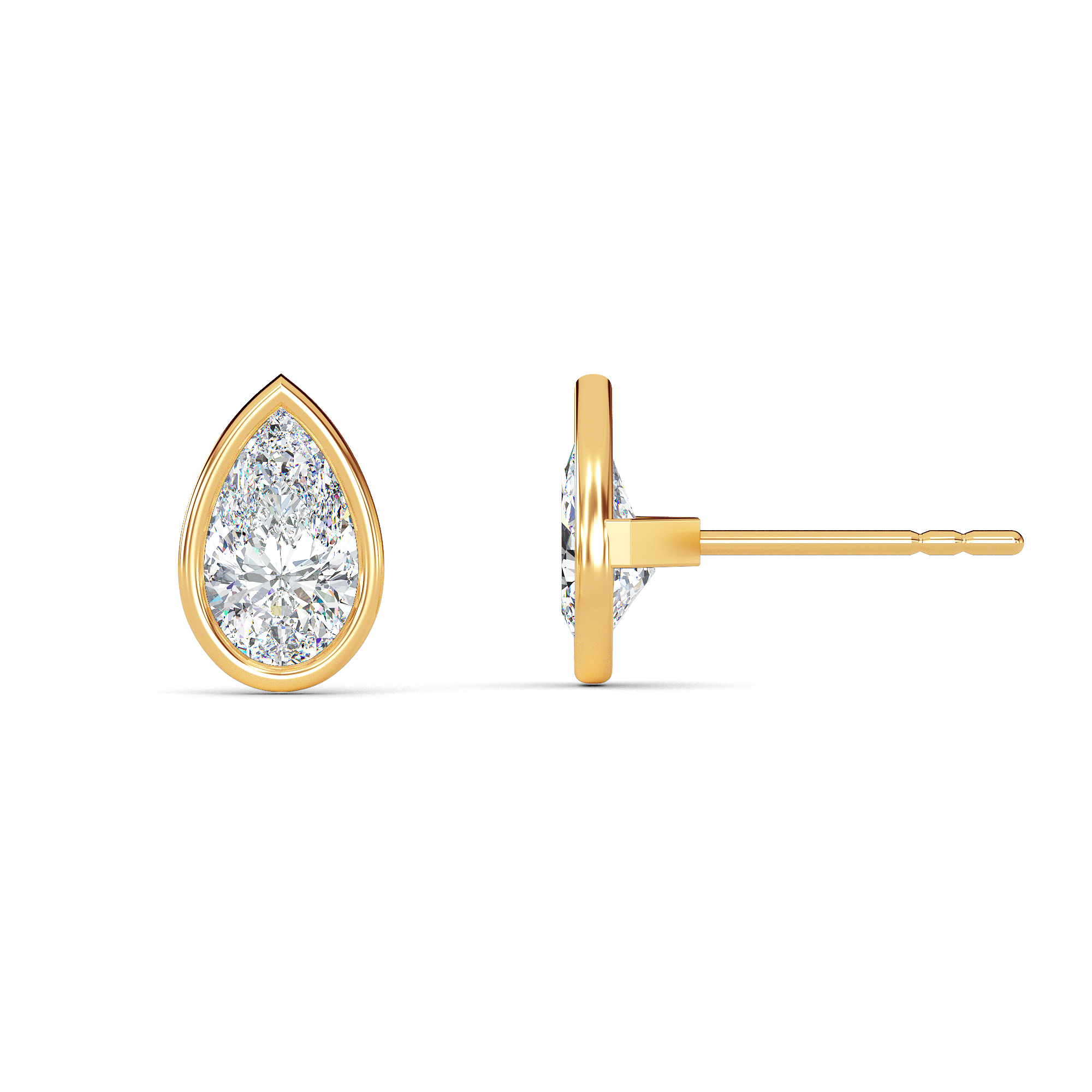 Pear Bezel Diamond Studs - PLEASURE DIAMONDS L.L.C. 2
