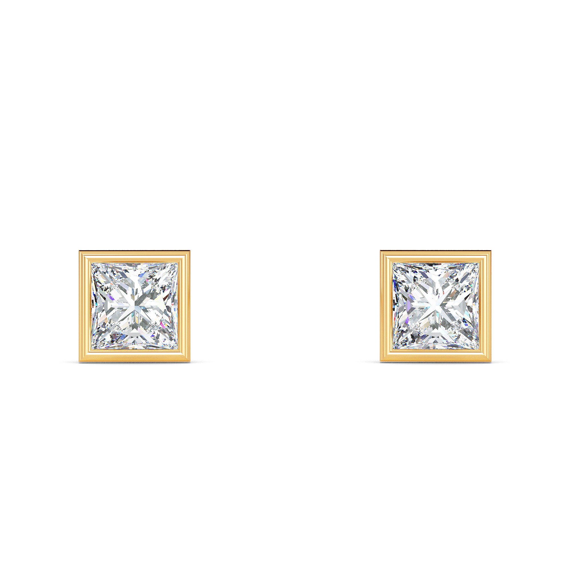 Princess Bezel Diamond Studs - PLEASURE DIAMONDS L.L.C. 3