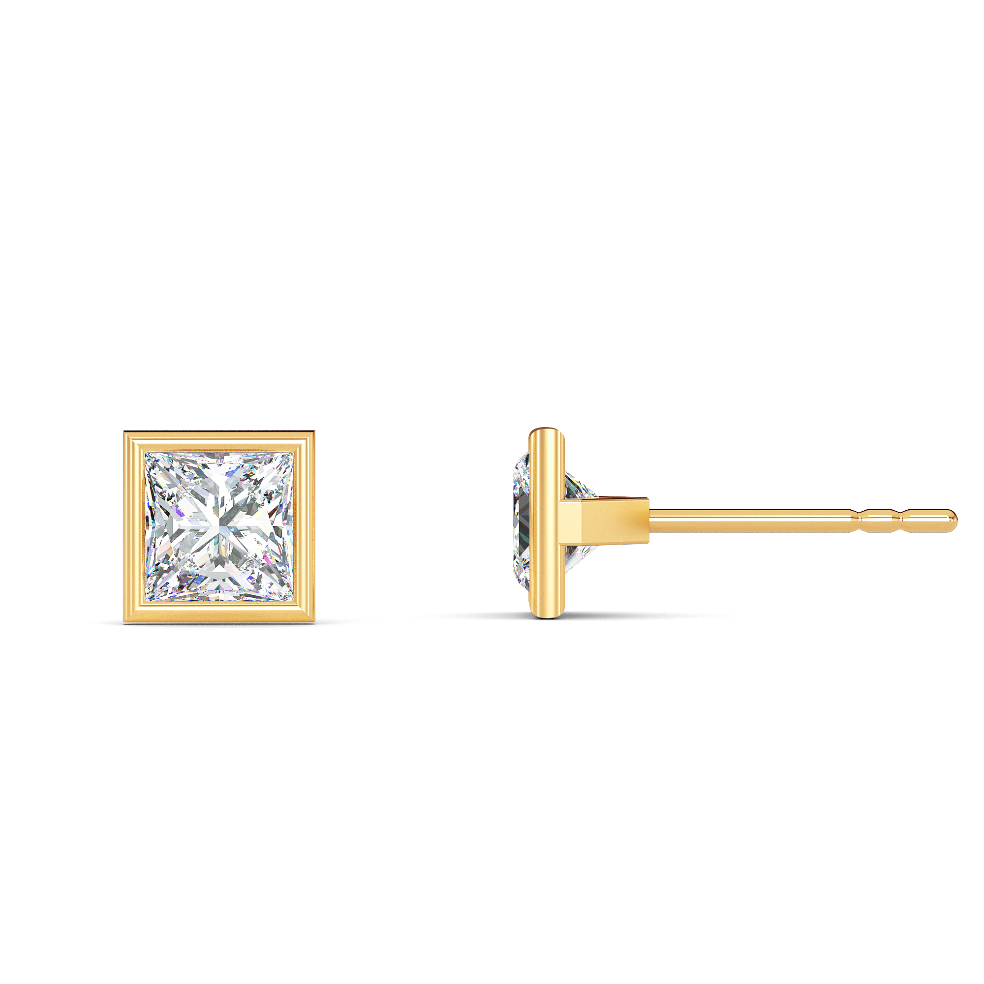 Princess Bezel Diamond Studs - PLEASURE DIAMONDS L.L.C. 2
